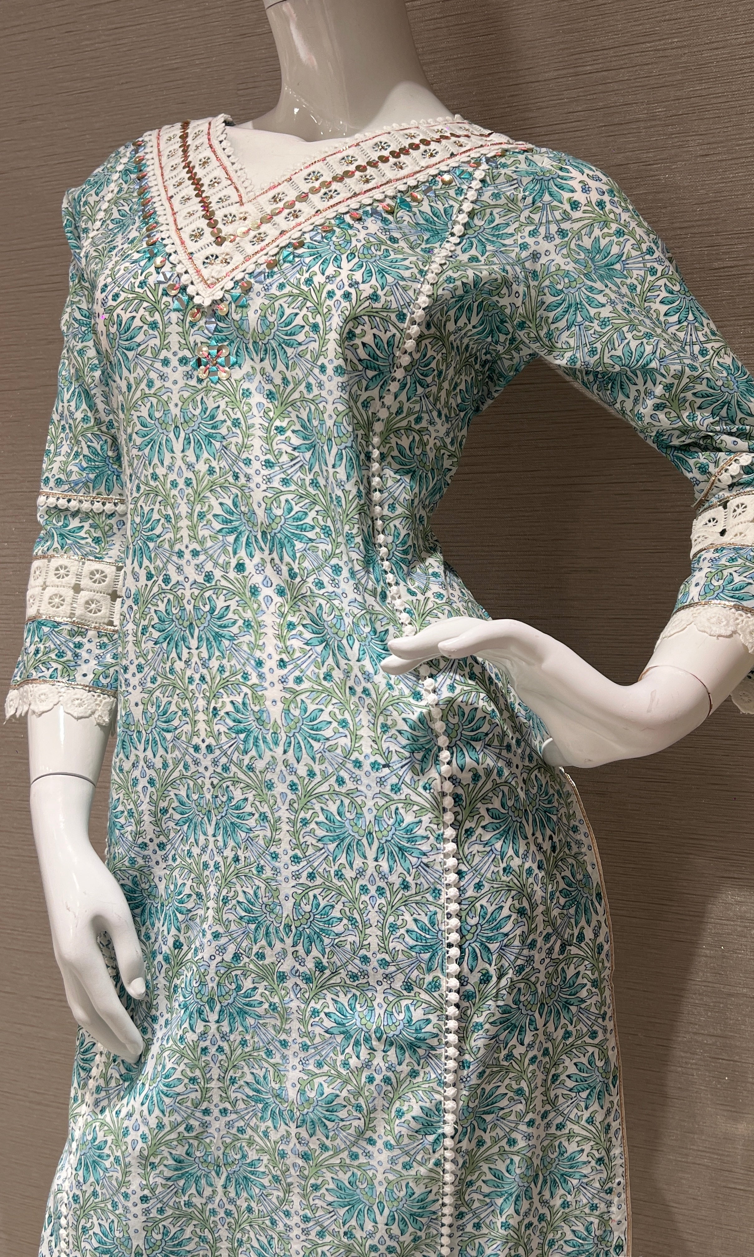 Blue cotton kurta set 3223