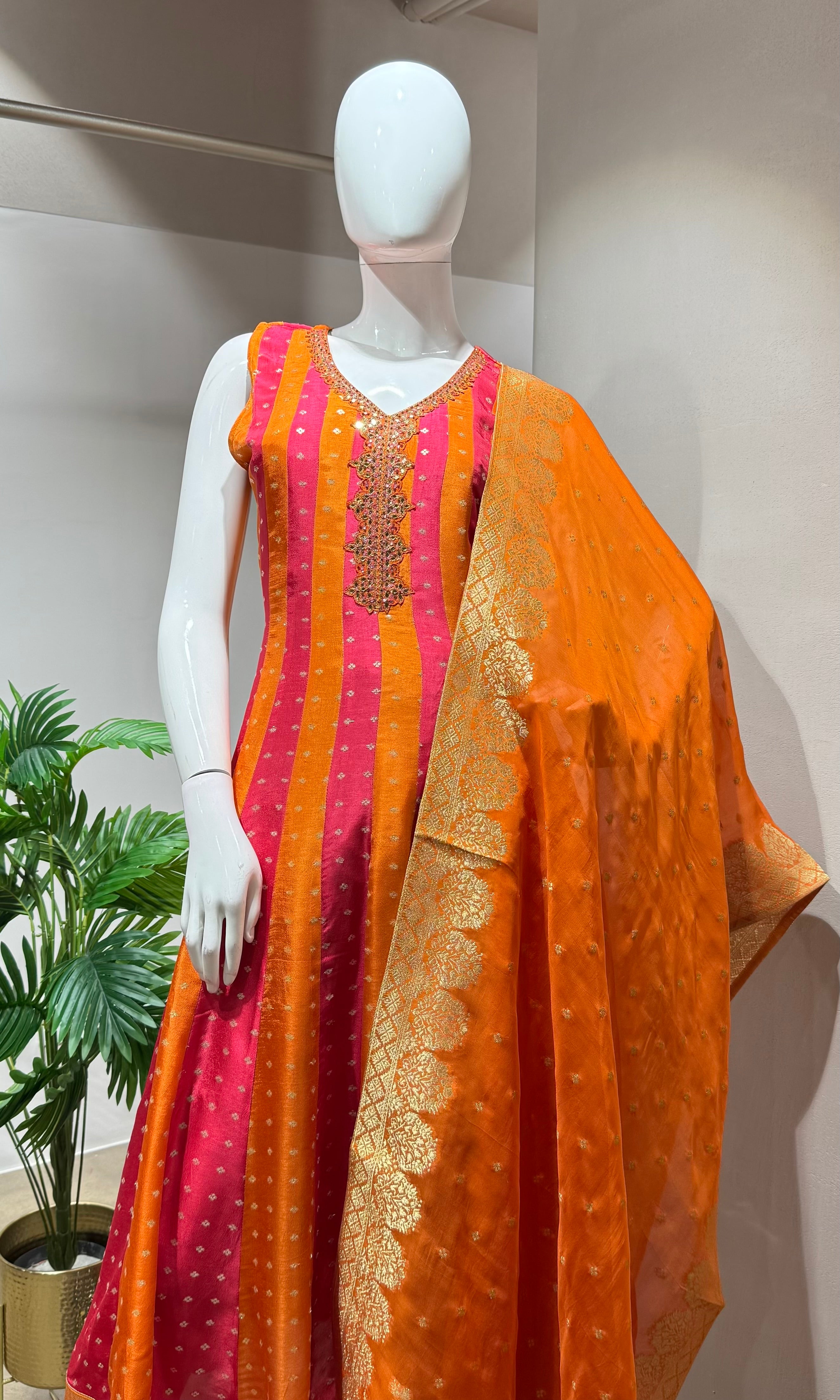 Orange & Pink anarakali dress