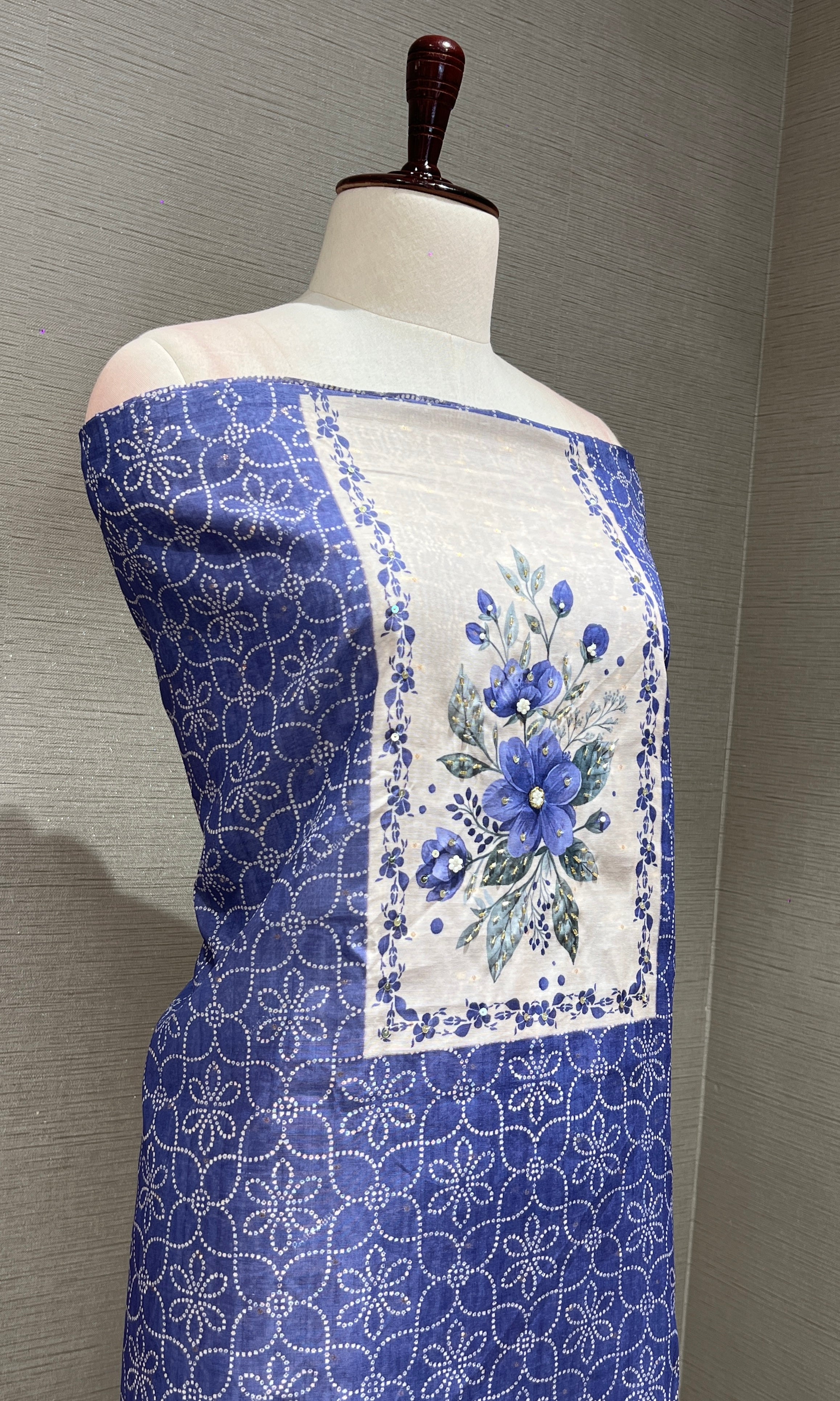 Purple FLORAL dress material