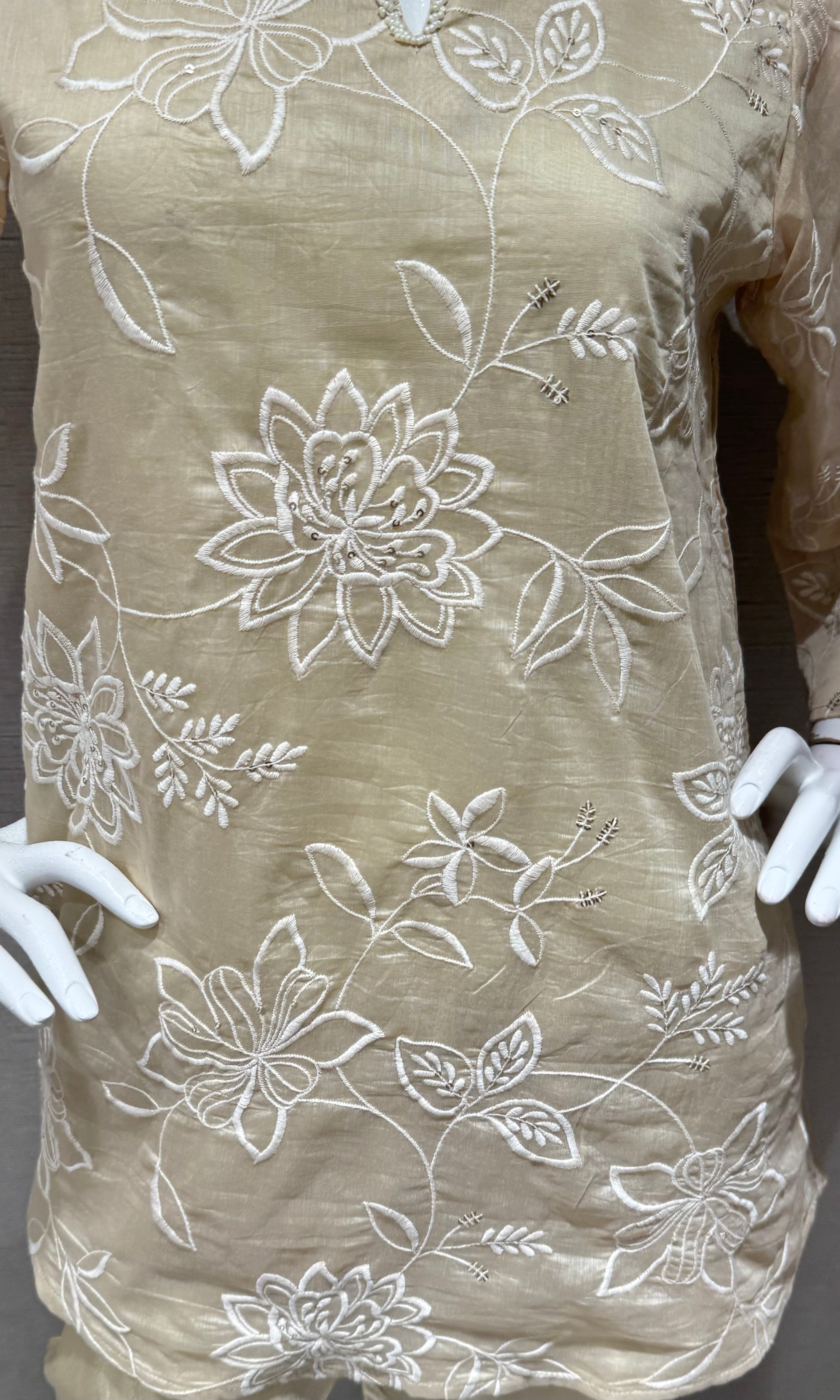 white Floral Embroidered cord set