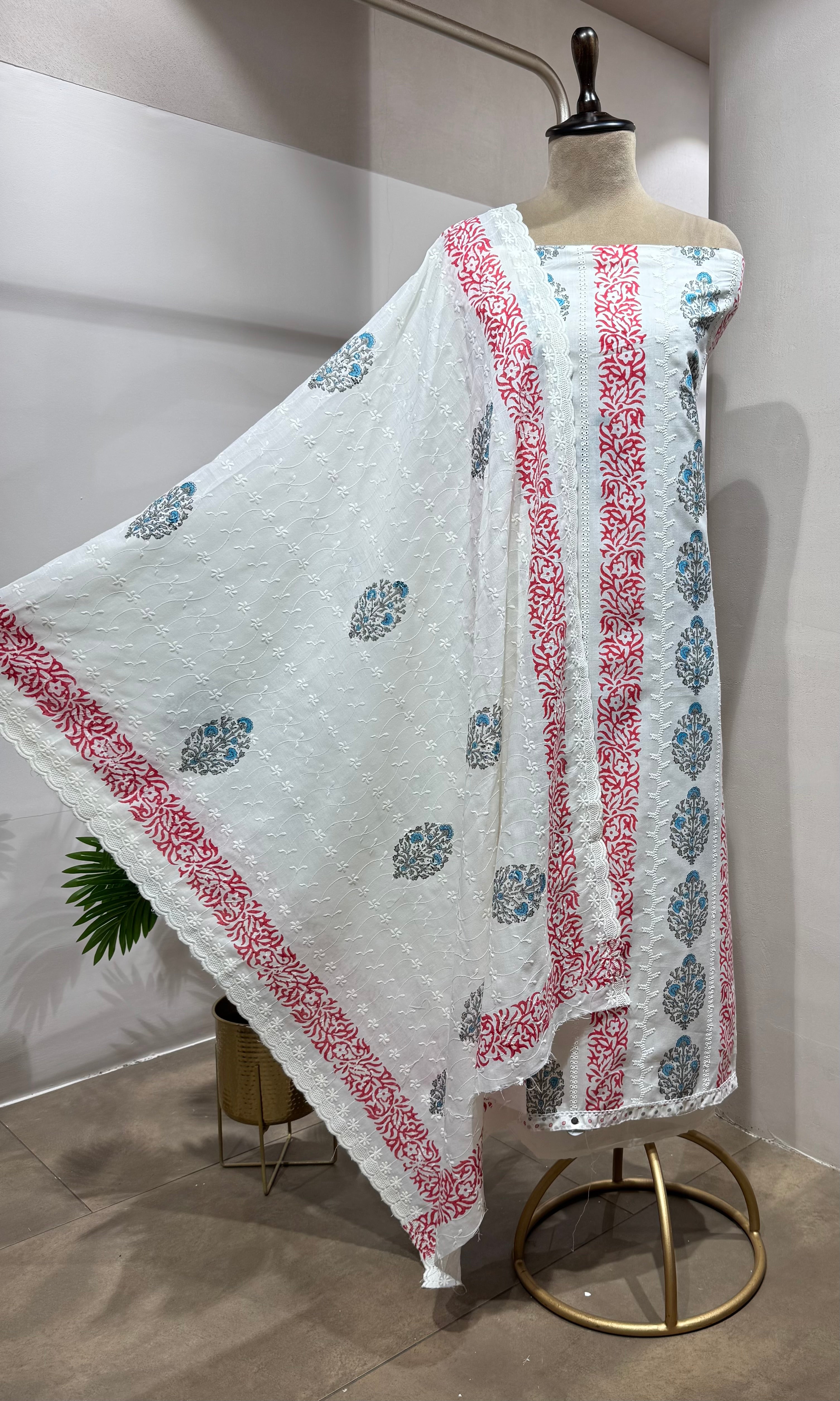 PINK Pure Cotton Printed dress material