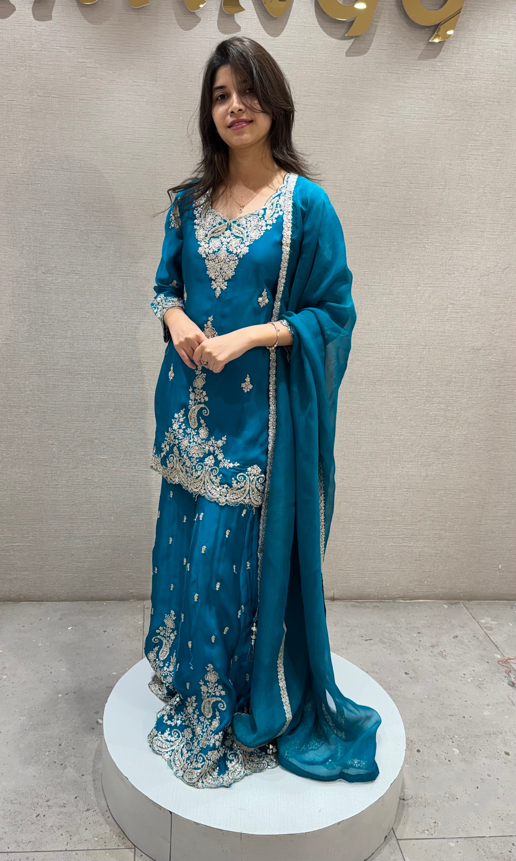 Rama Designer Embroidery Sharara set