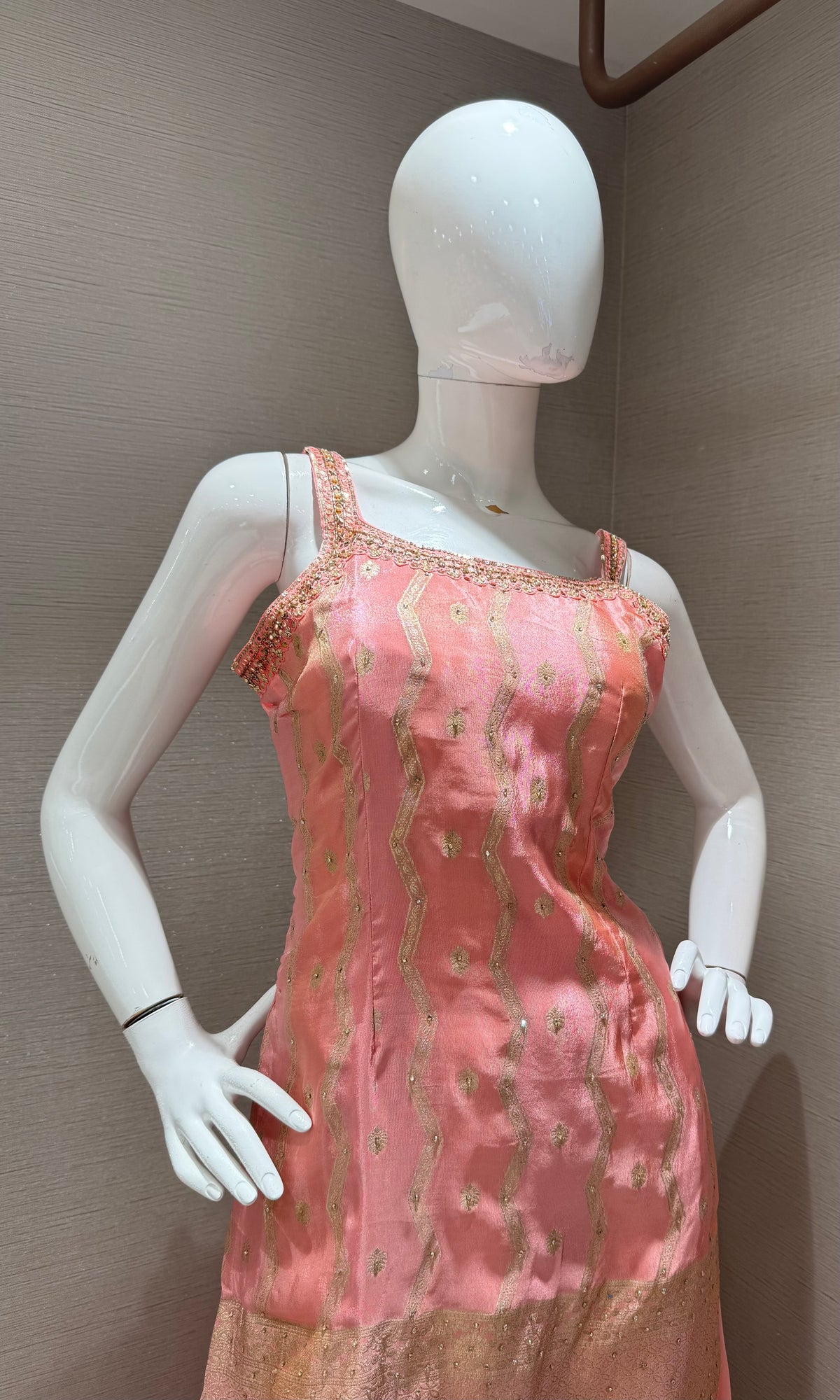 Baby Pink Georgette Flared Sharara set with Dupatta