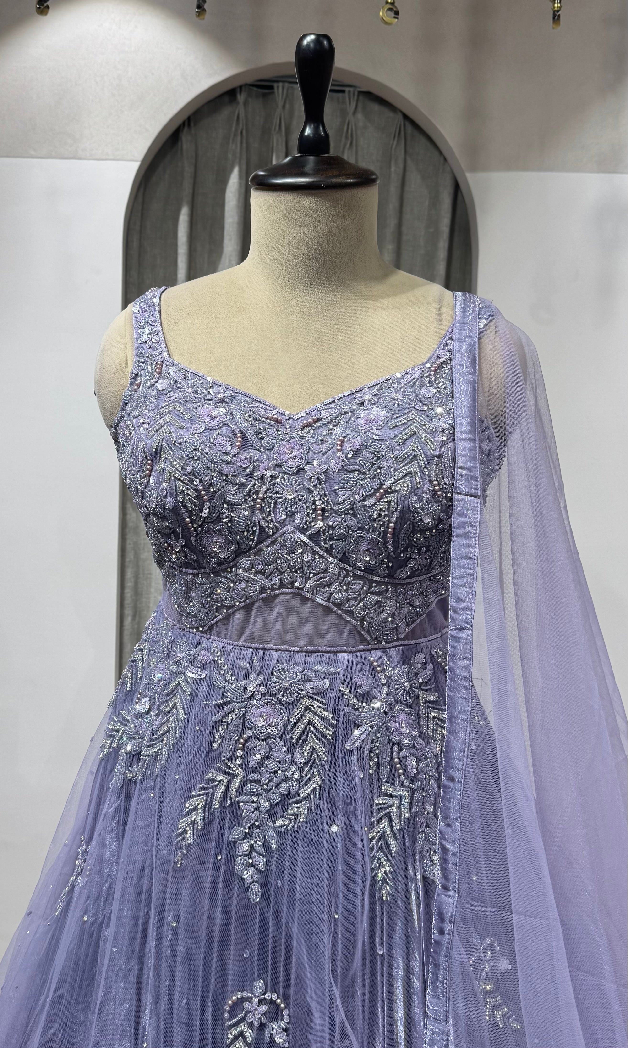 LIGHT PURPLE Floor-Length Organza Gown