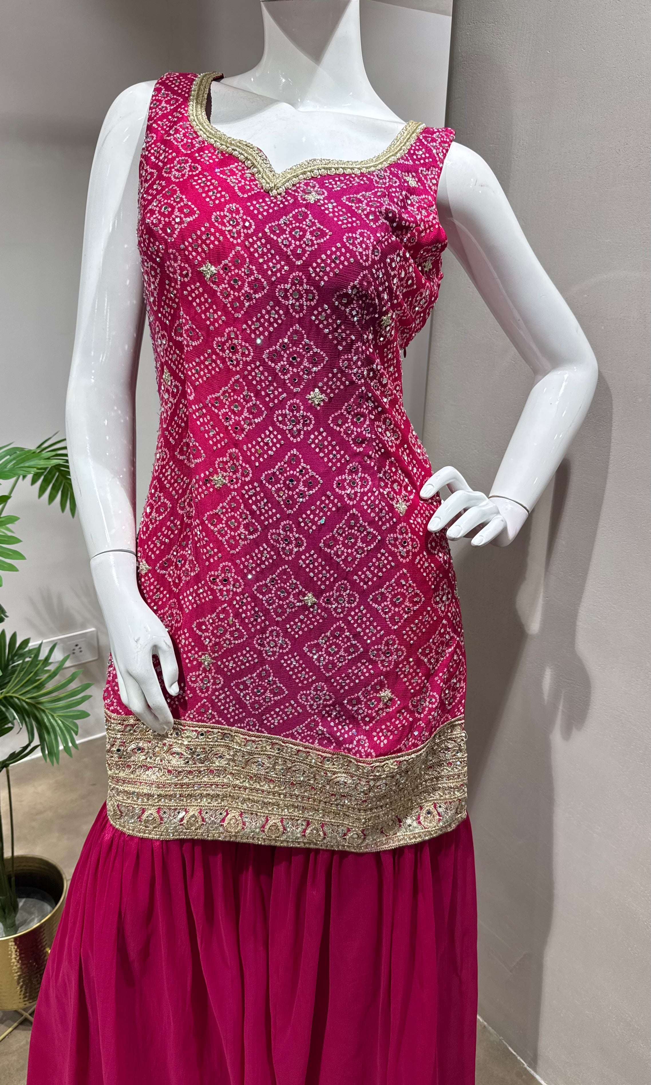 pink and gold embroidered sharara SET