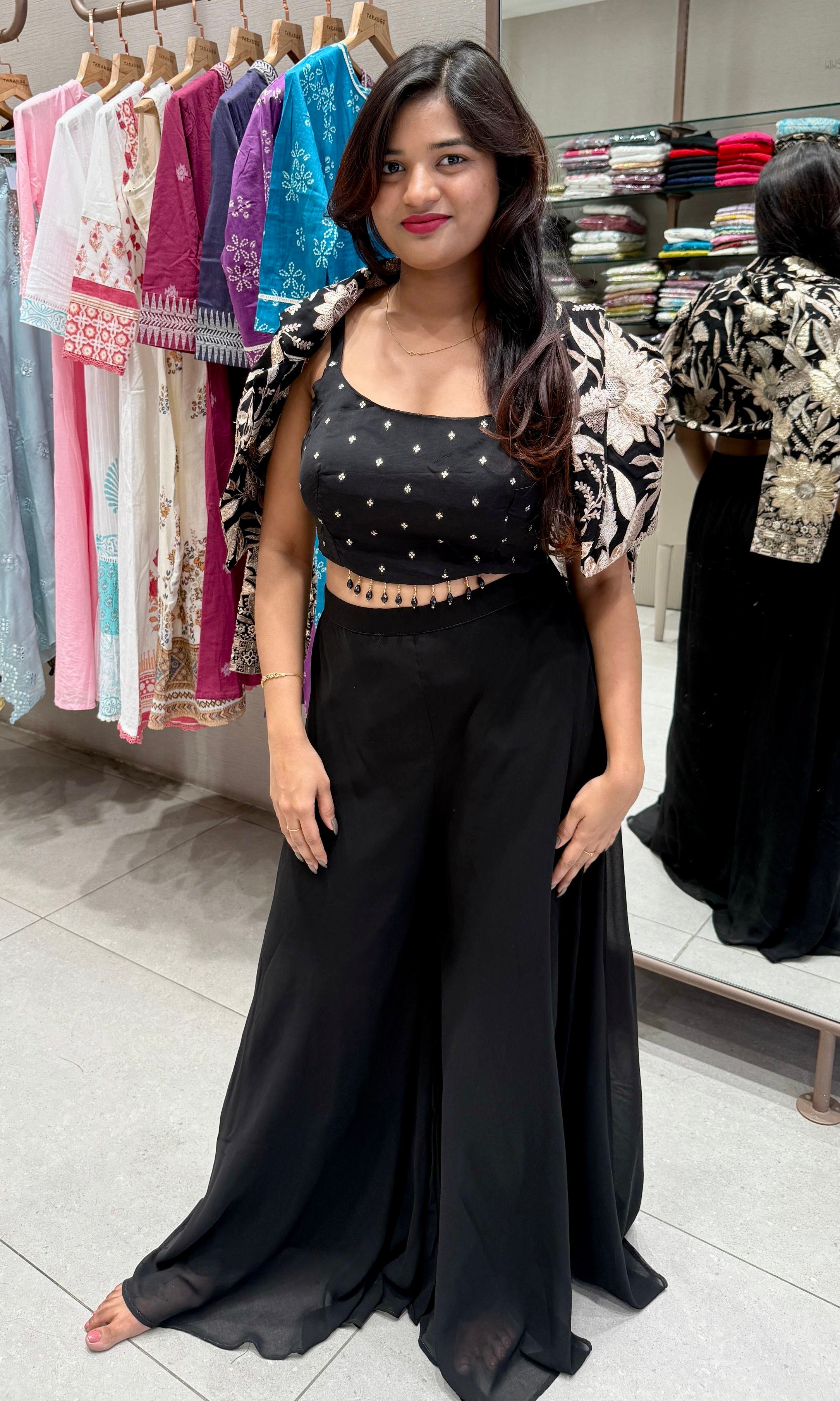 Black palazzo with jacket
