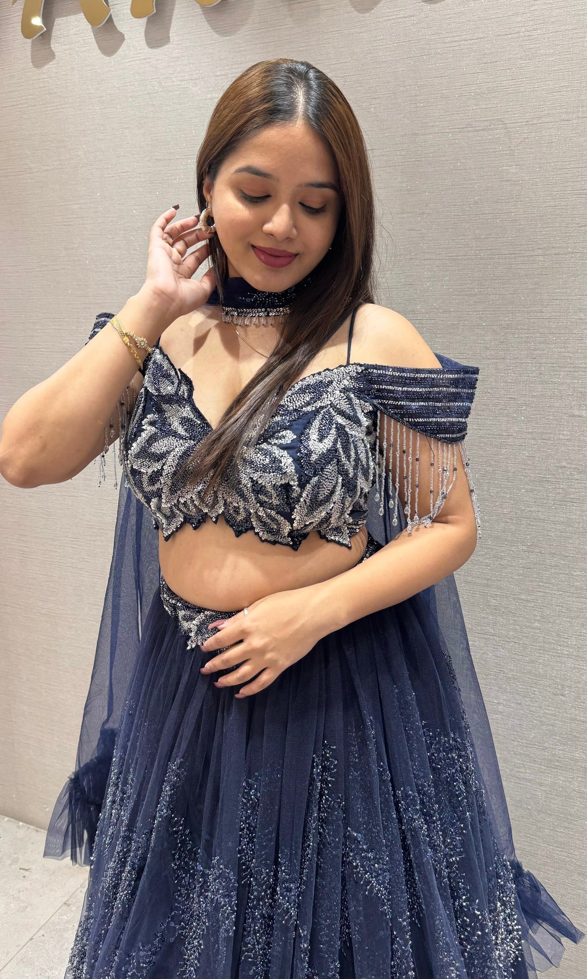 Midnight Sparkle Embellished Lehenga Set
