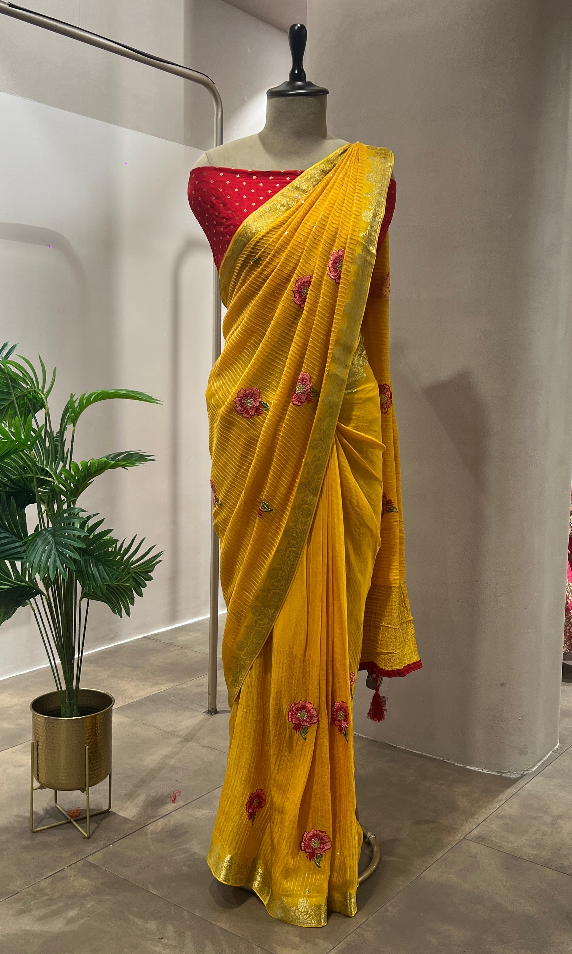 Yellow FLORAL FANCY saree