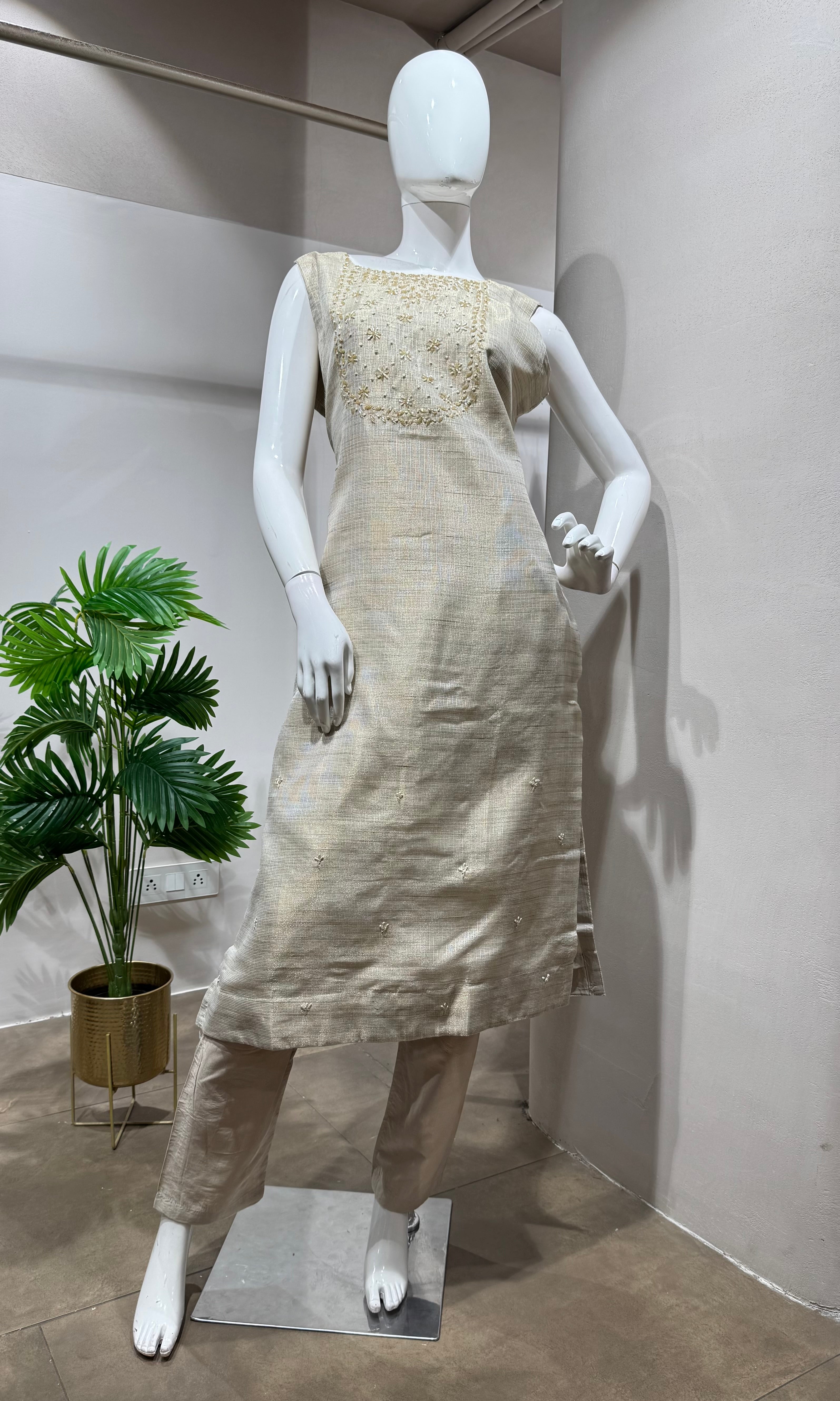 Fawn Golden Shimmer Ethnic Wear kurta set