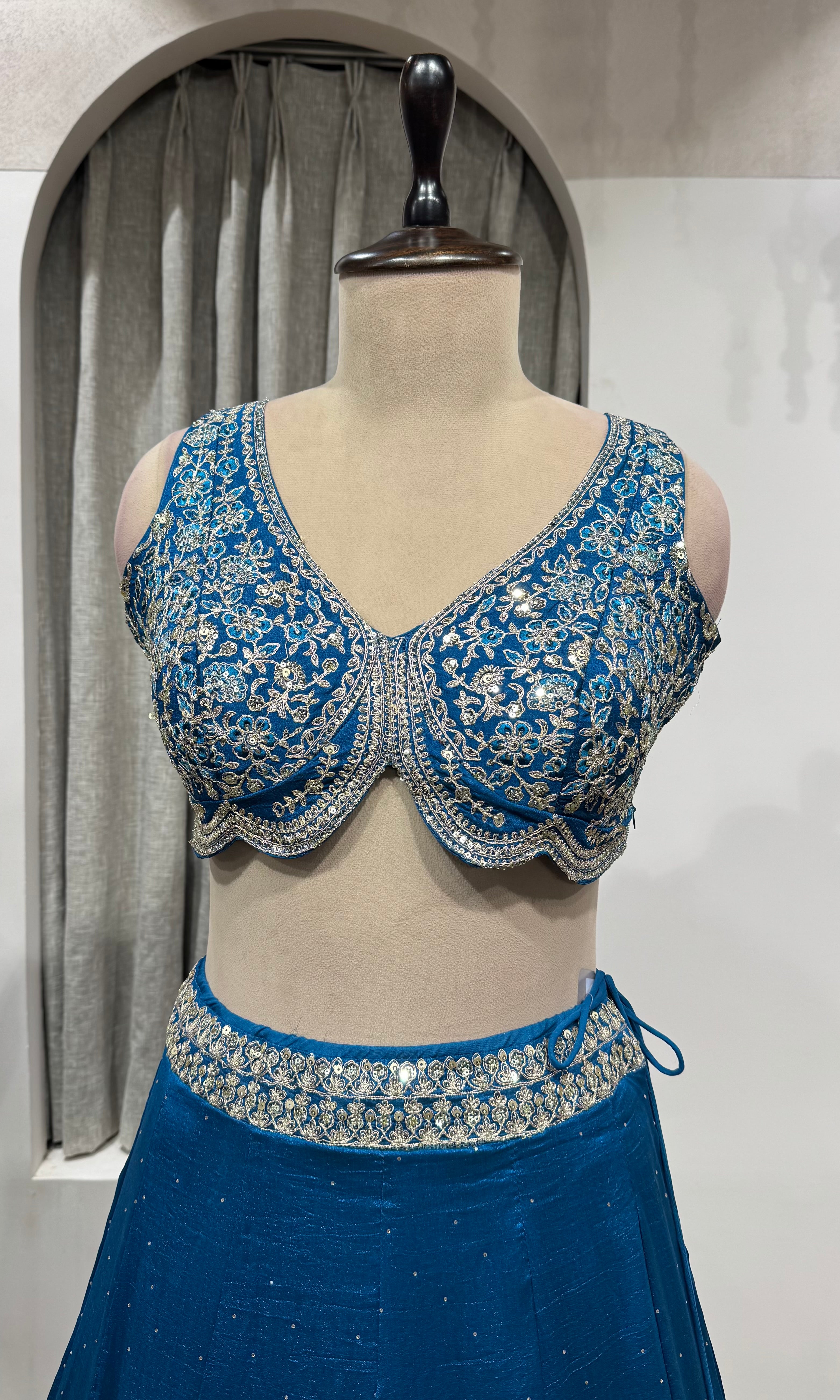 Teal Blue Georgette Lehenga Choli