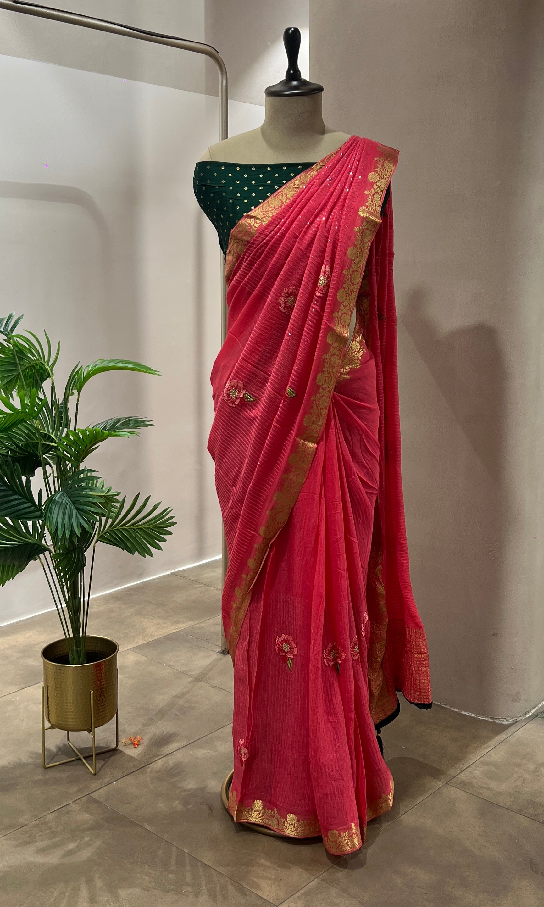 Pink FLORAL FANCY saree