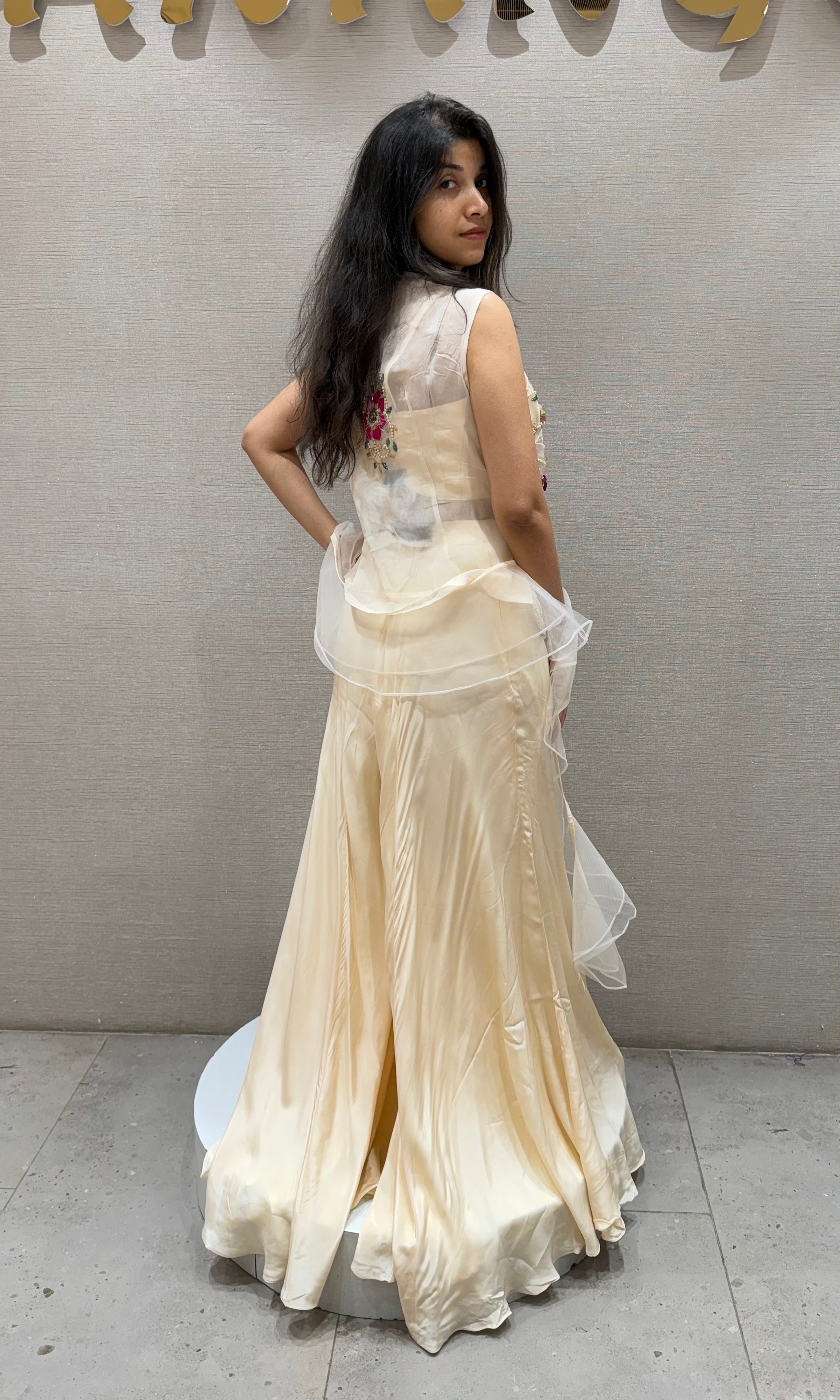 Ivory FLORAL EMBROIDERED PALAZZO SET