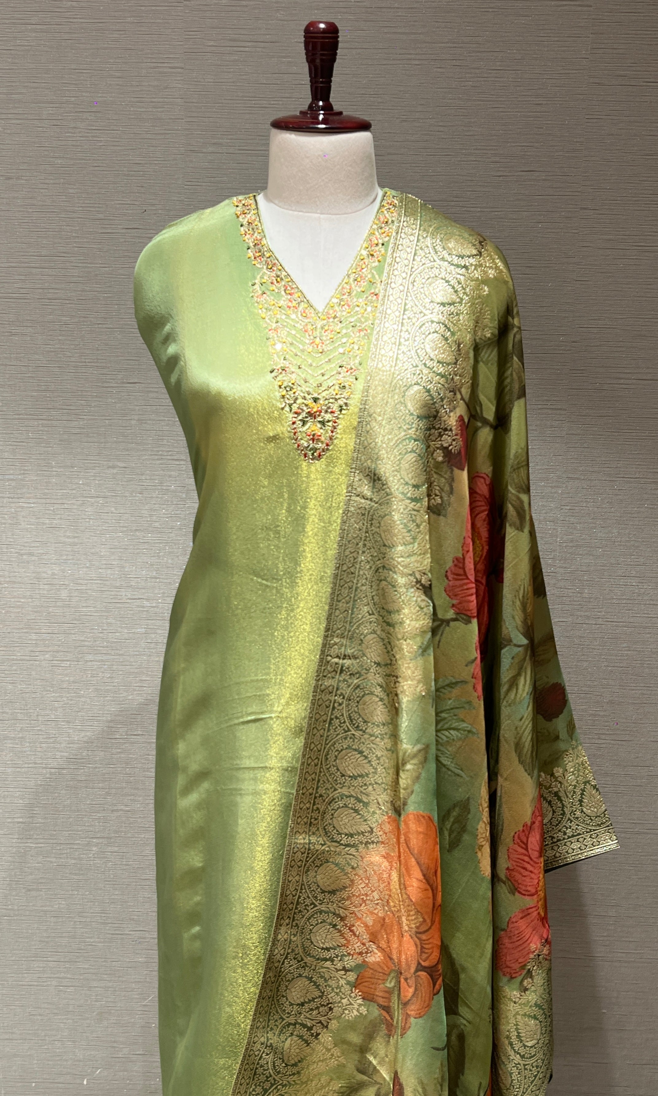 Green dress material