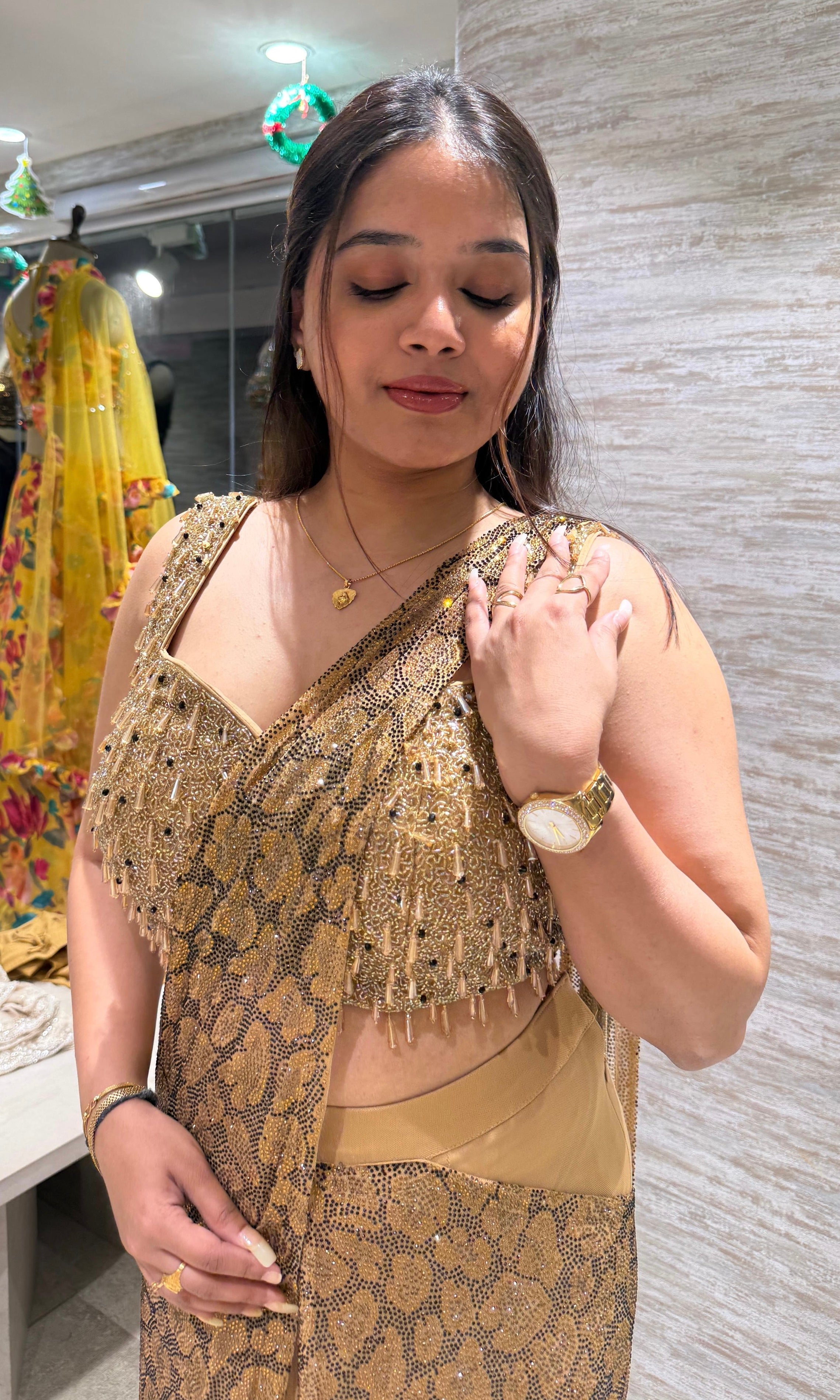 Chikoo GOLDEN drape saree