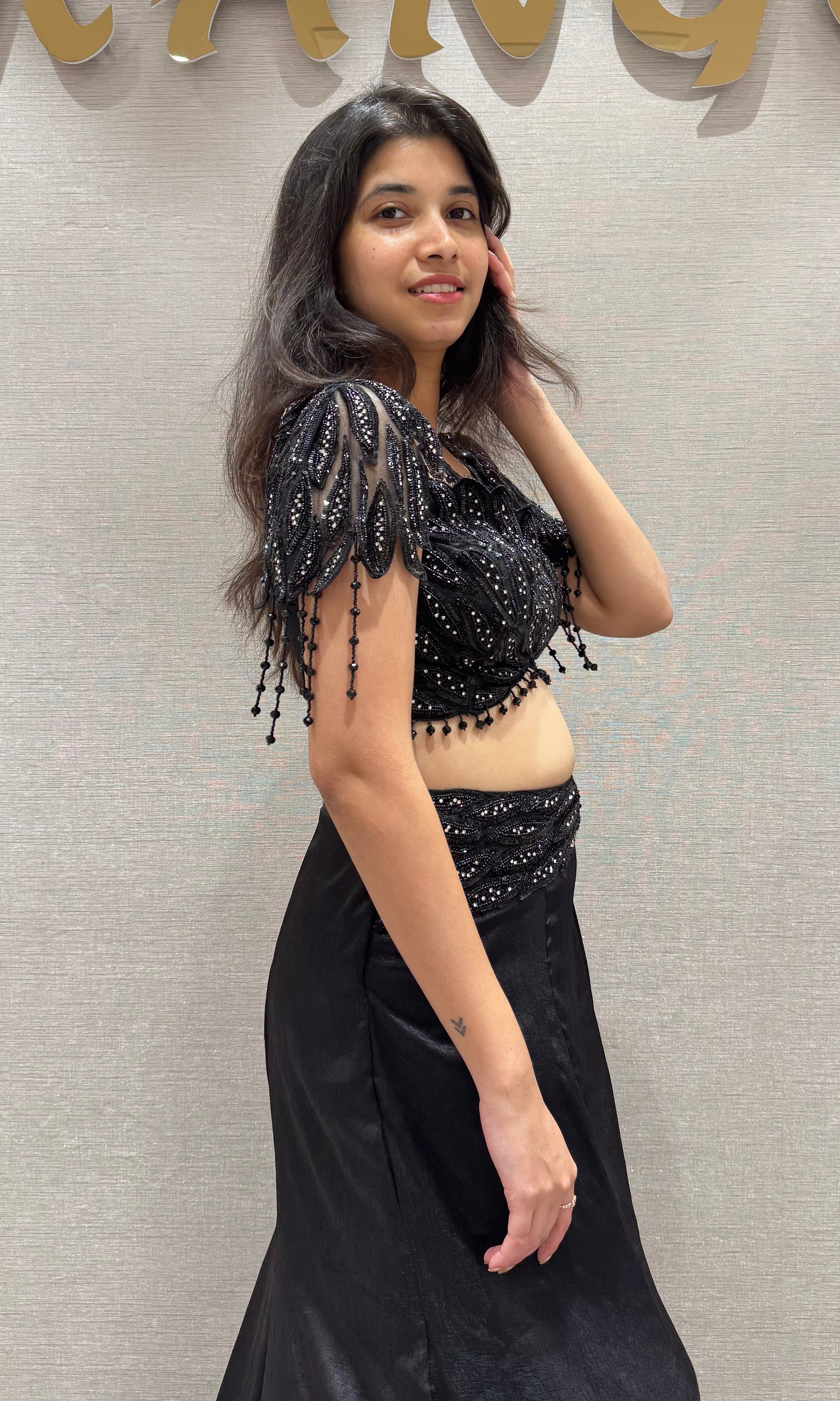 Black Lehenga WITH EMBROIDERED BLOUSE