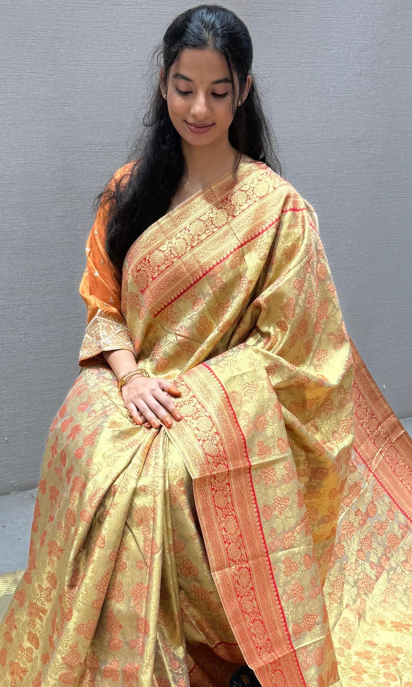 Red saree with blouse