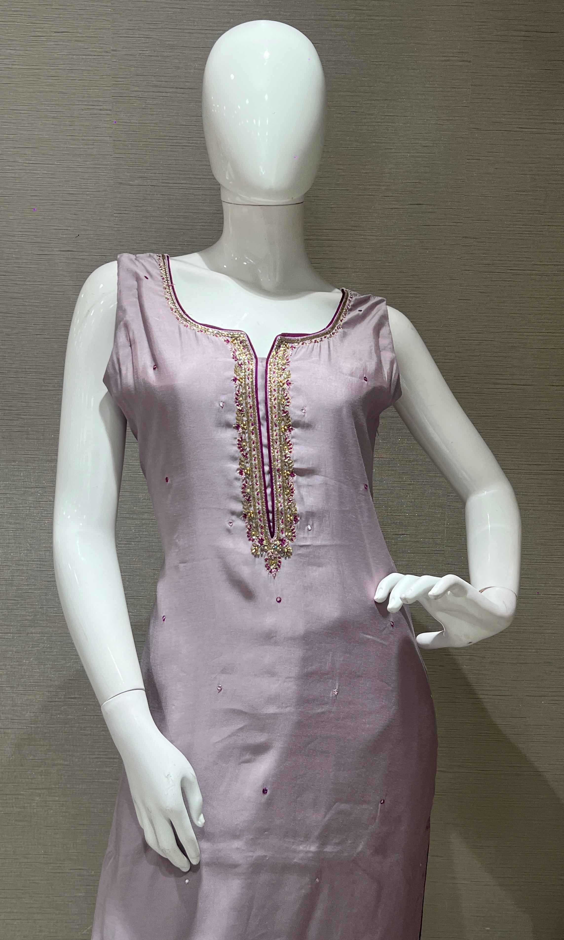 Lavender kurta set with purple Gold Dupatta