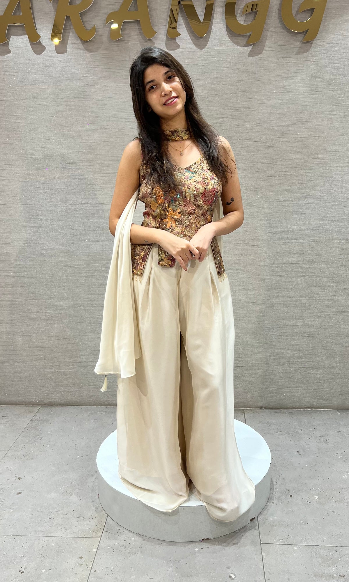Multi Corset Palazzo Set with Detached Dupatta