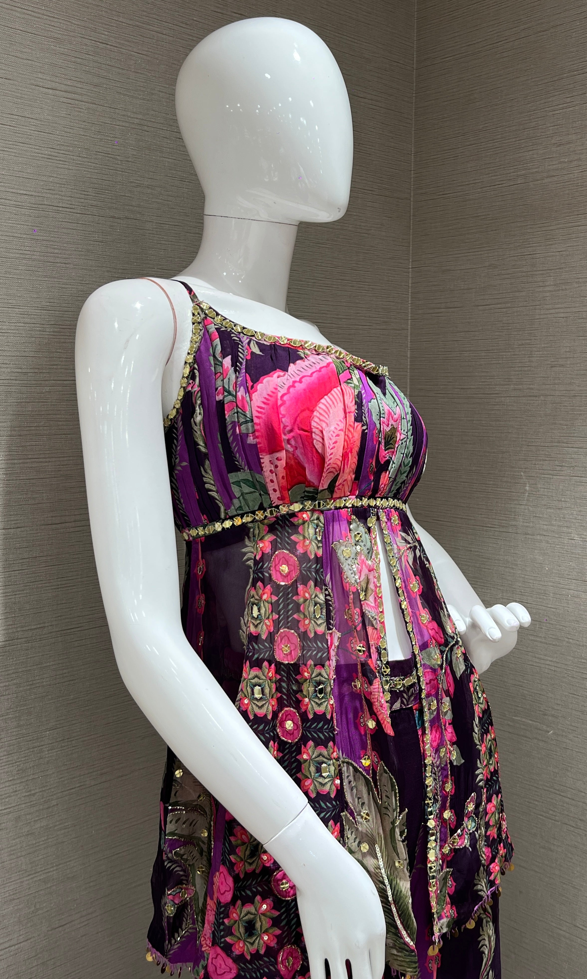 Purple floral fantasy palazoo