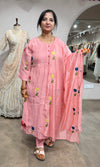 Baby Pink Floral Kurta Pant Set with Dupatta
