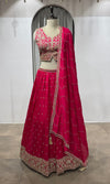 Rani pink Golden Ethnic Lehenga set