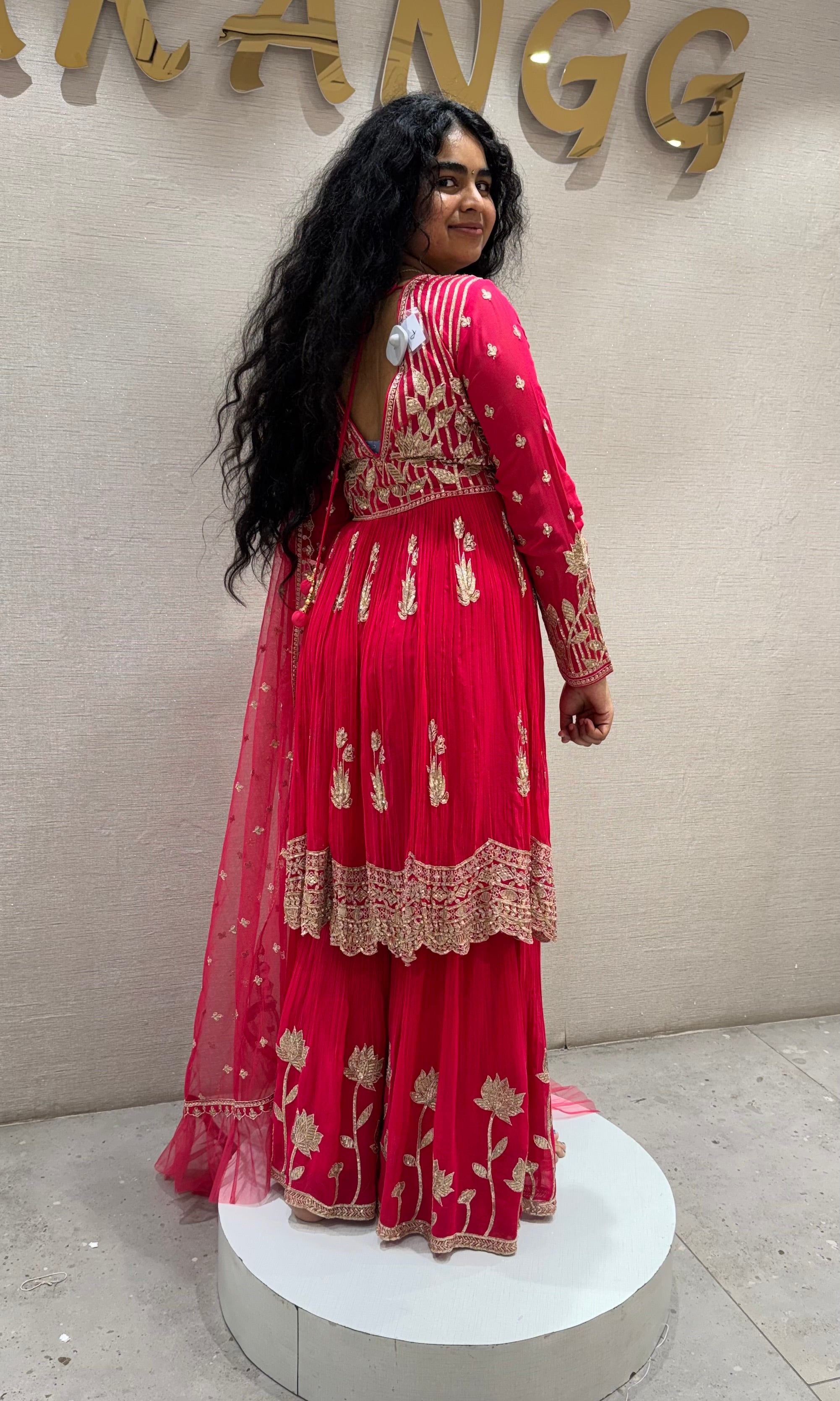 Pink GOLDEN EMBROIDERED SHARARA SET