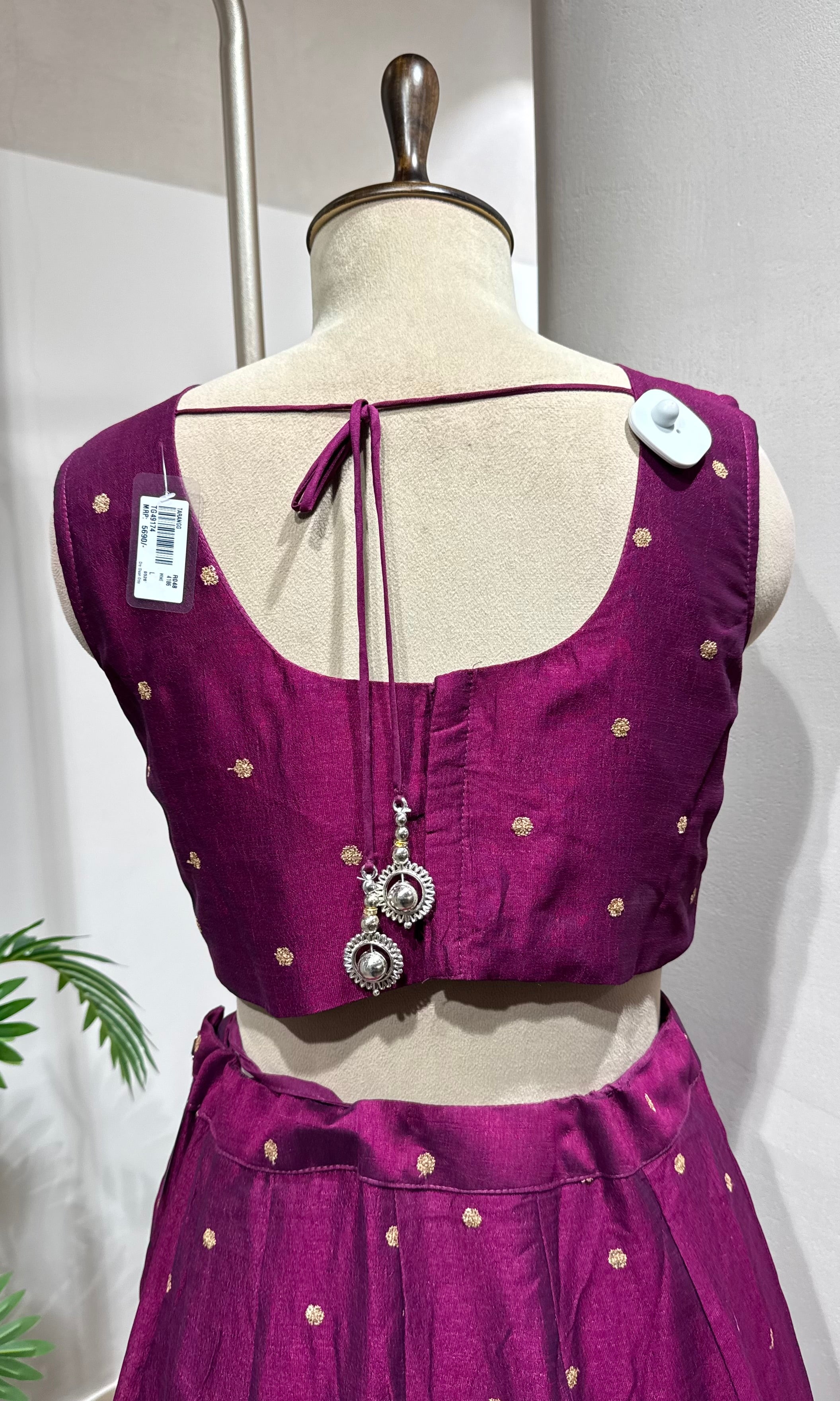 Wine Floral intricate Embroidery Lehenga