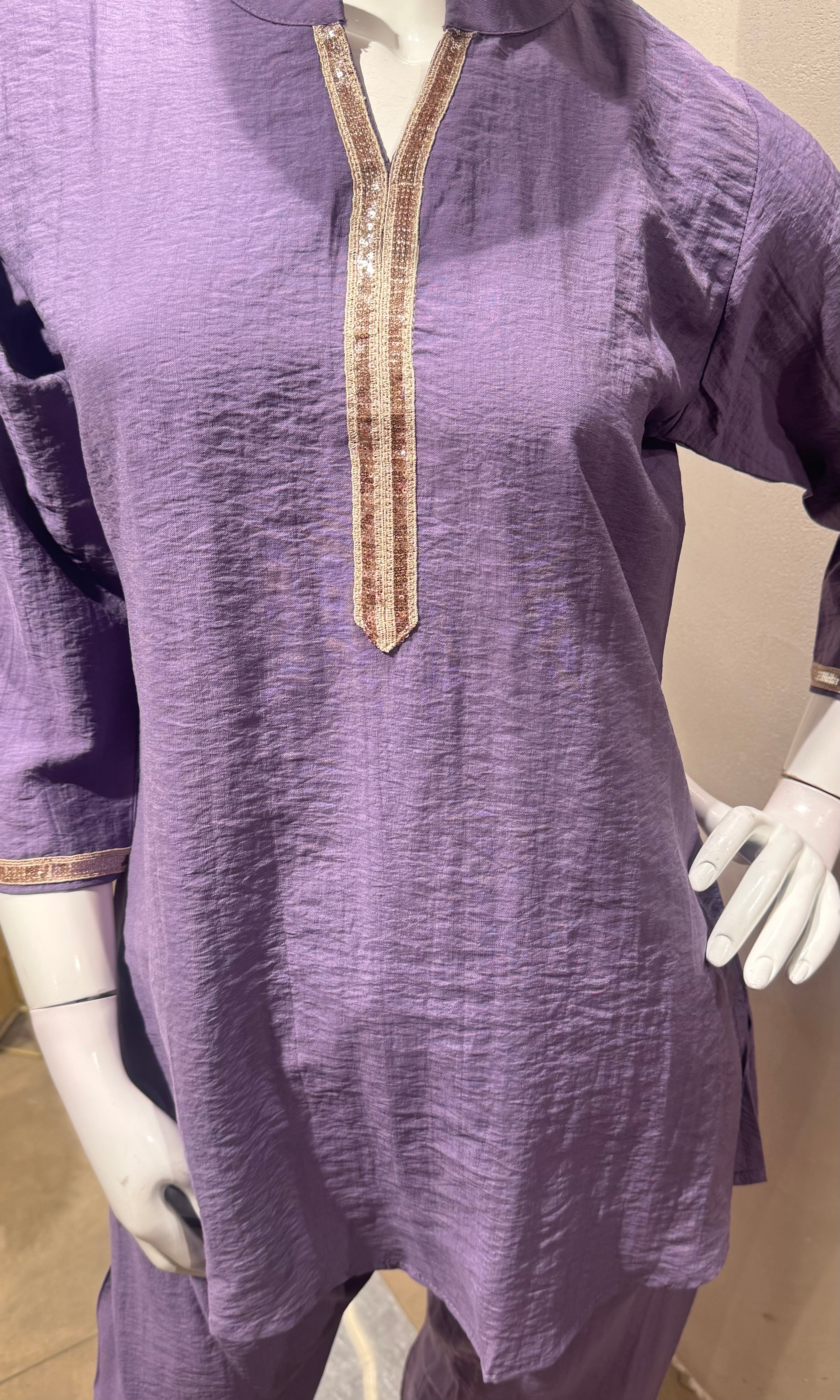 Lavander golden neckline cord set
