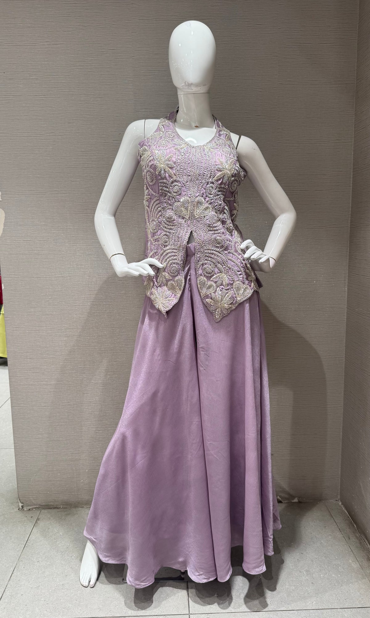 LAVANDER SHIMMER EMBELLISHED PALAZZO SET