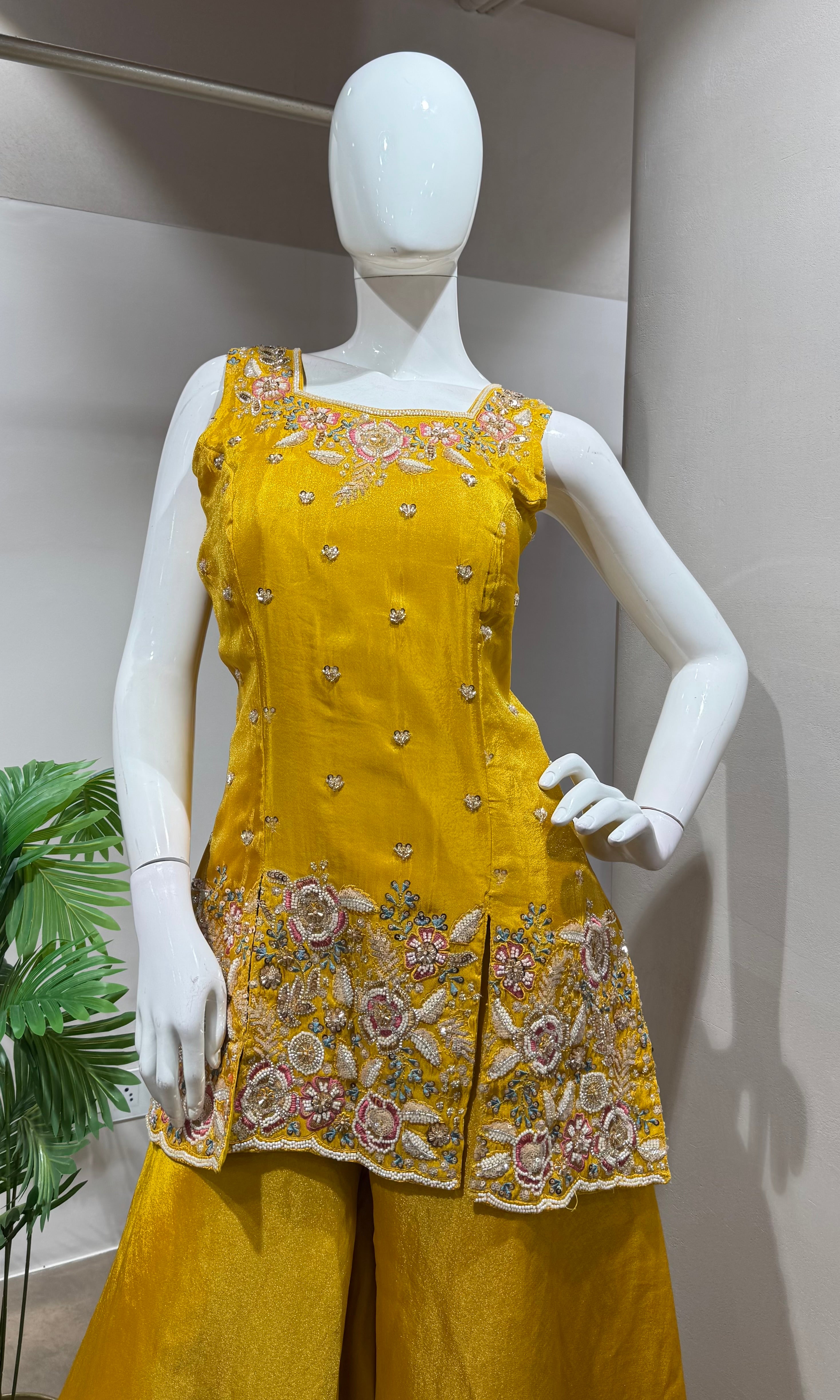 YELLOW GOLDEN GLOW SHARARA SET