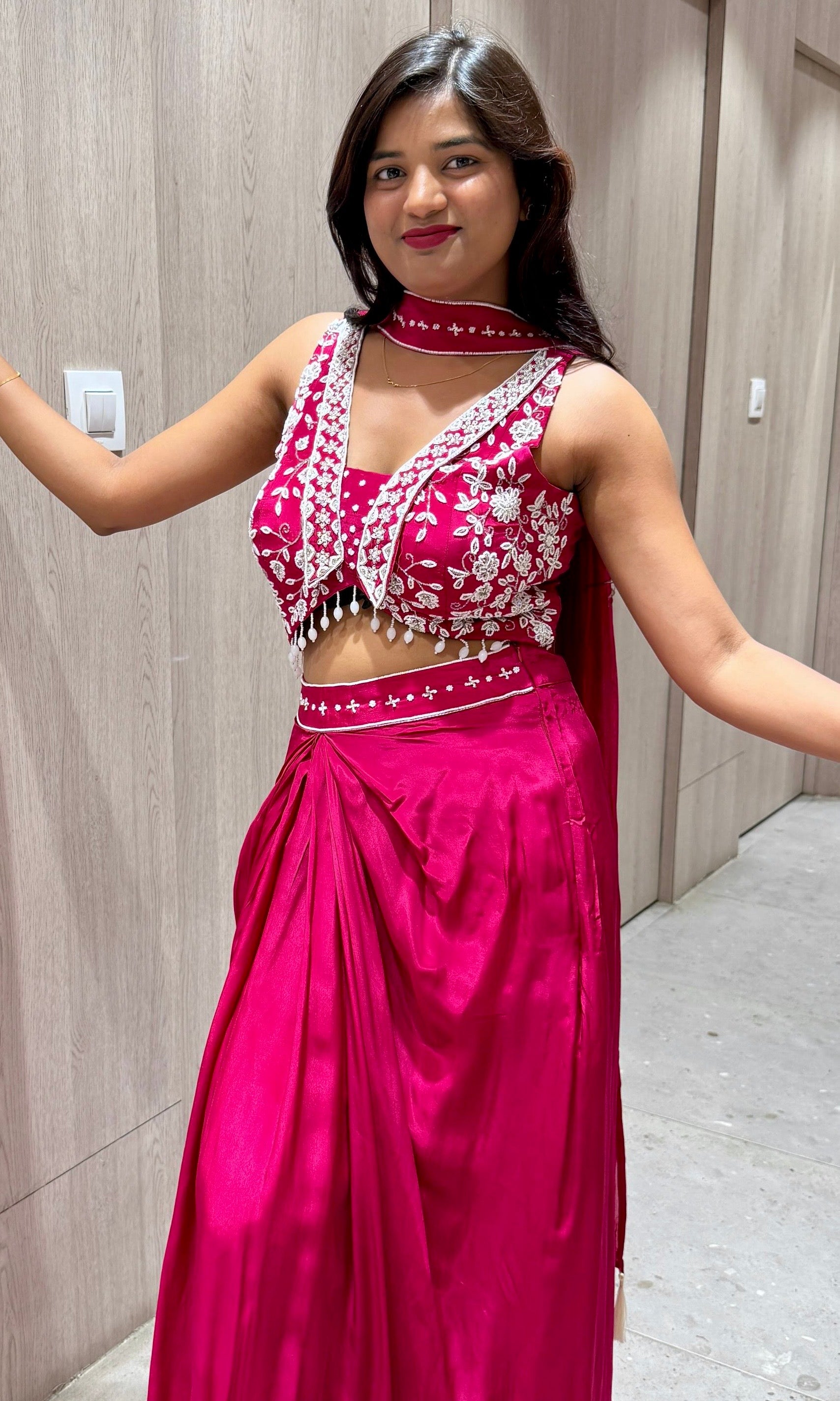 PINK 3 PIECE INDO WESTERN DRESS