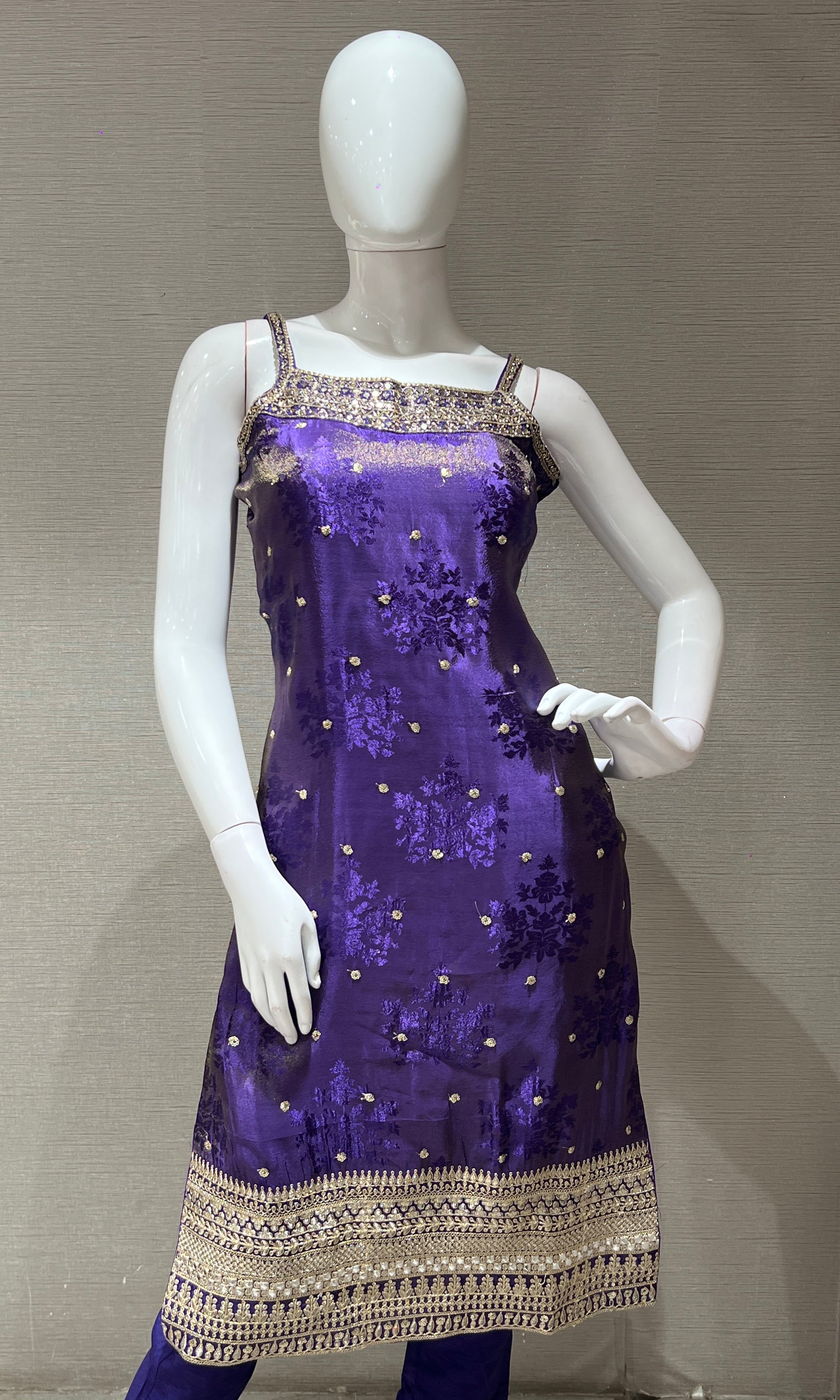 Purple and Gold Embroidered kurta set