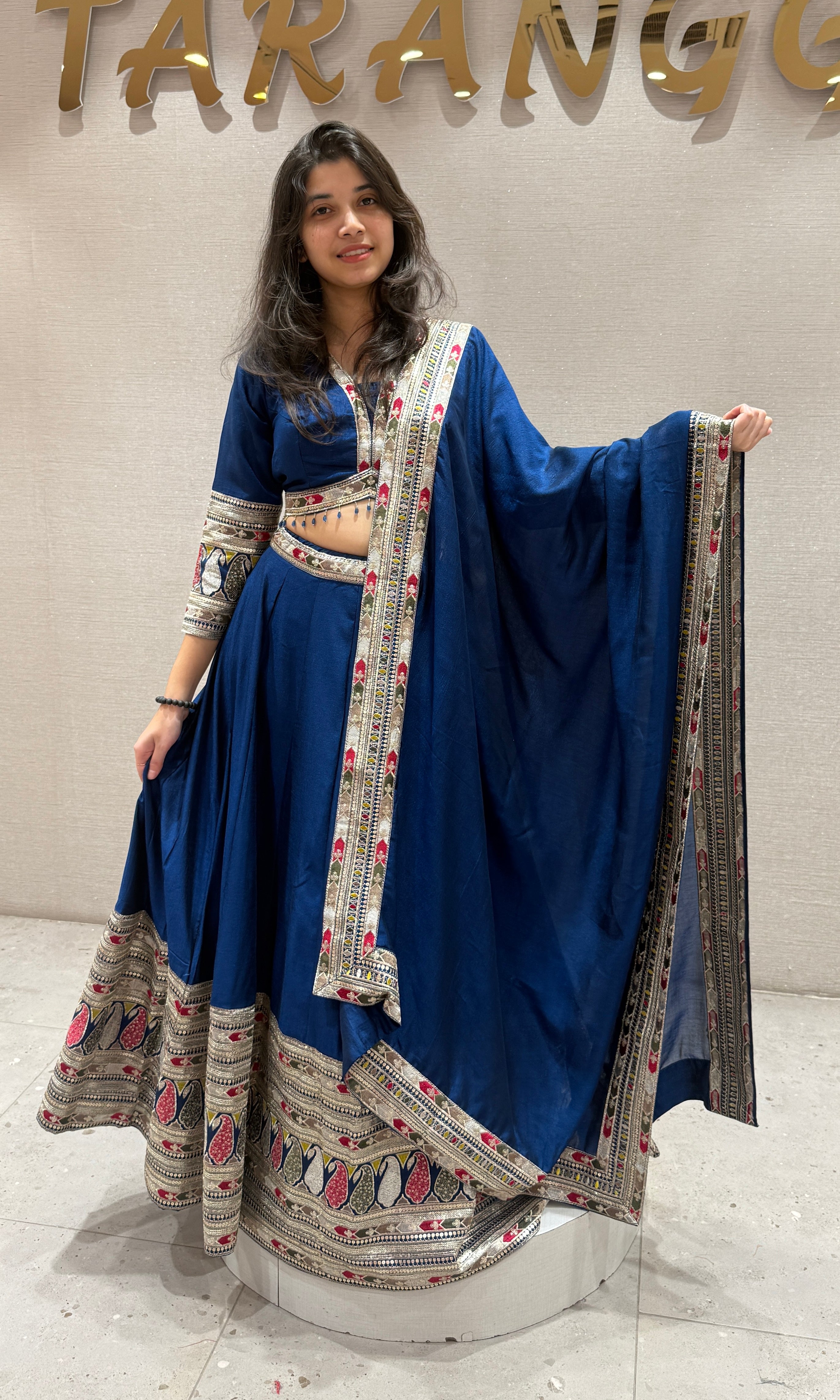Navy blue Intricately Embroidered LEHENGA