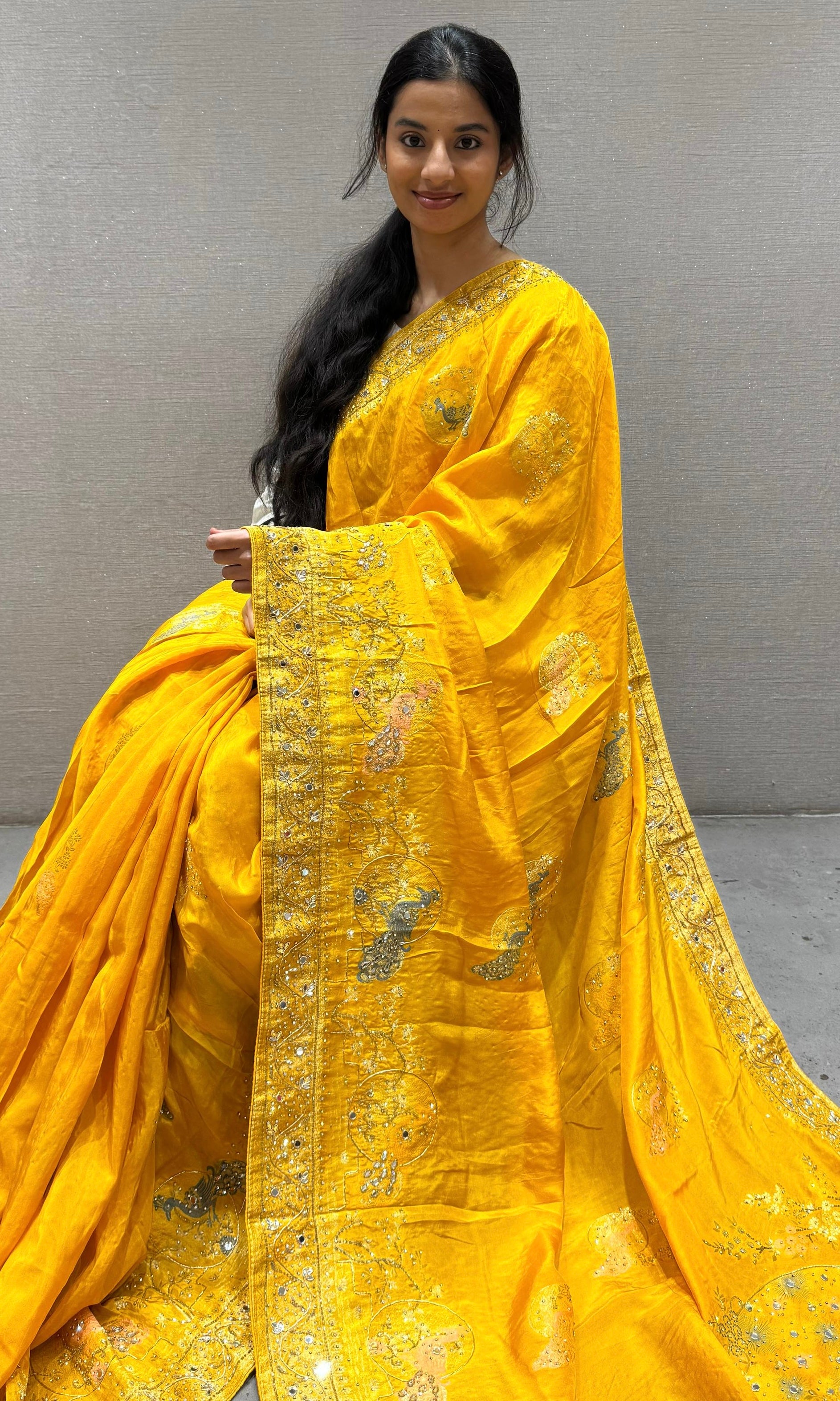 Gold Yellow Banarasi saree