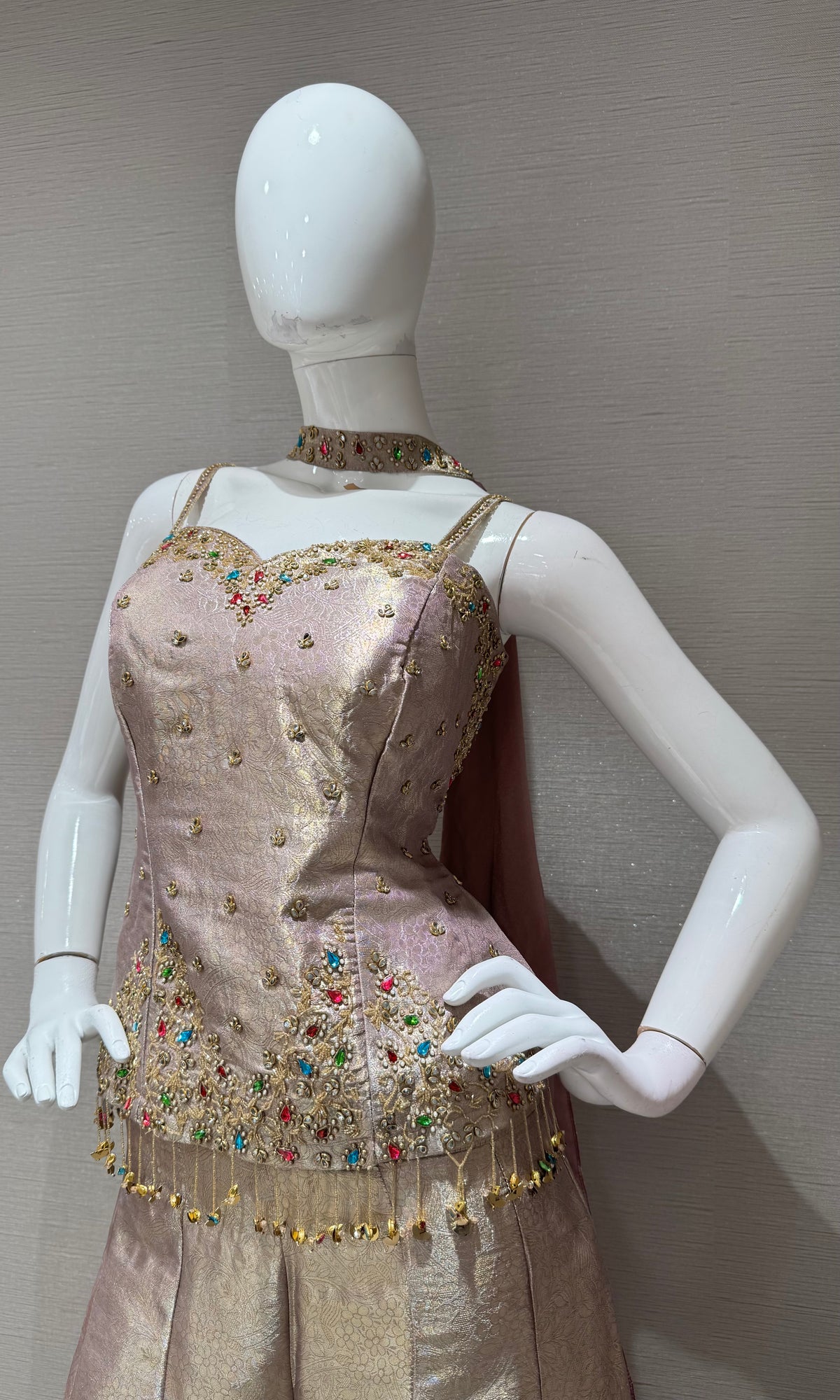 Lavander Shimmer Corset Top and Stoned Palazzo Set
