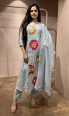 Sky Blue floral printed kurta set