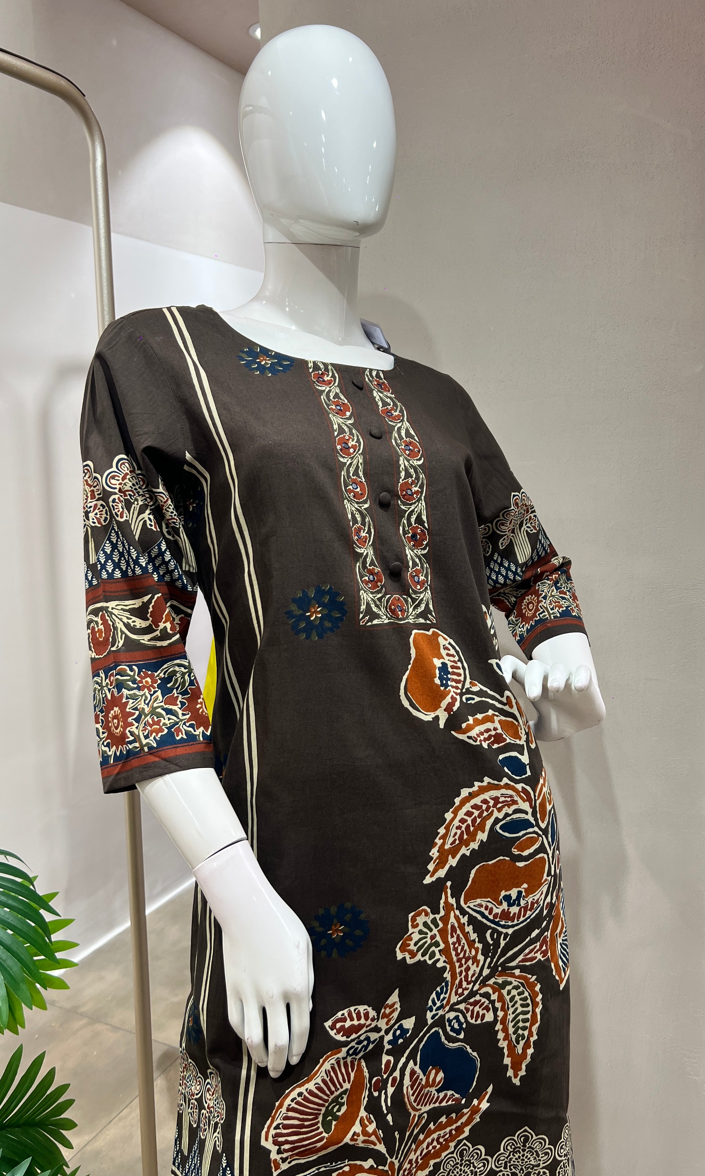 Brown FLORAL PRINTED kurta set