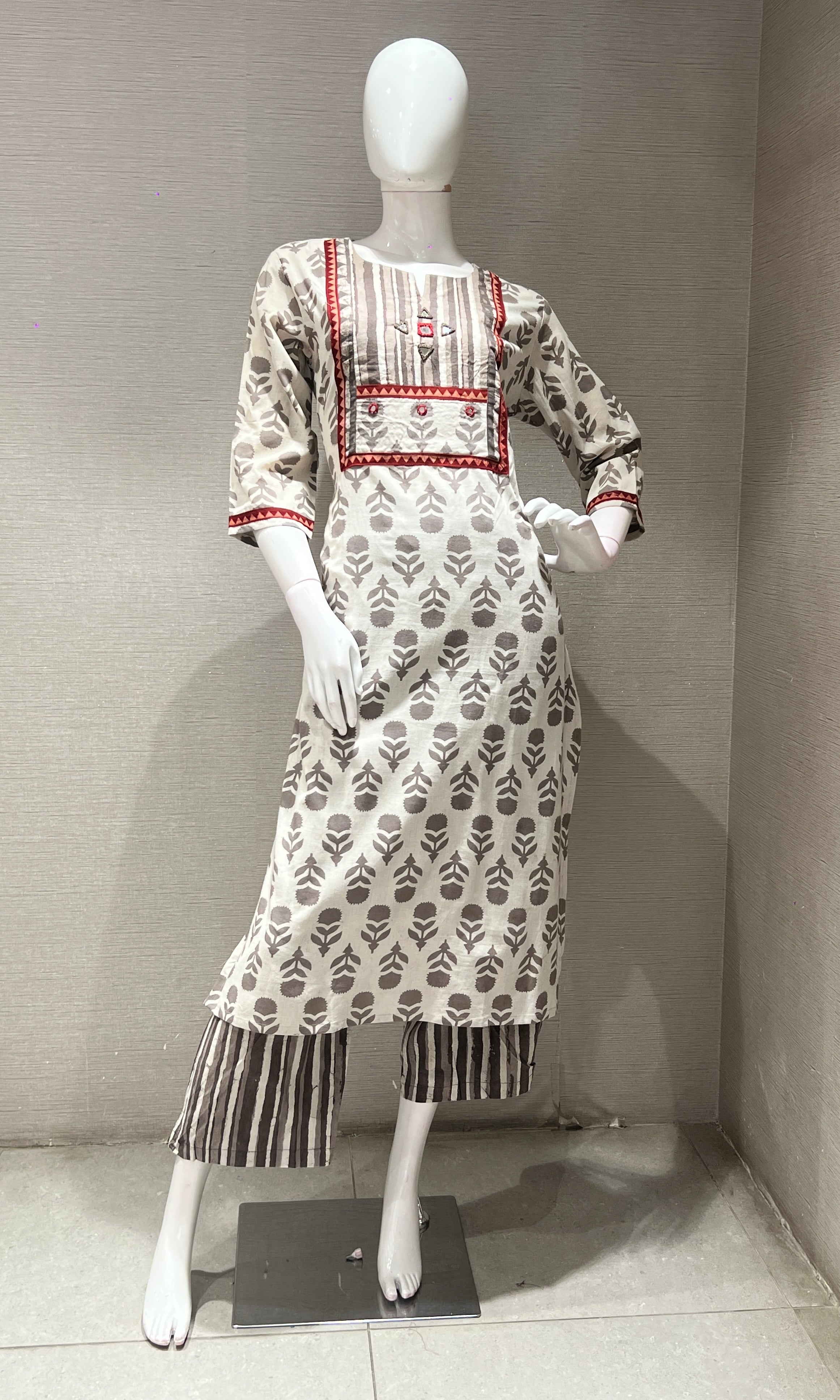 Grey EMBROIDERED kurta set