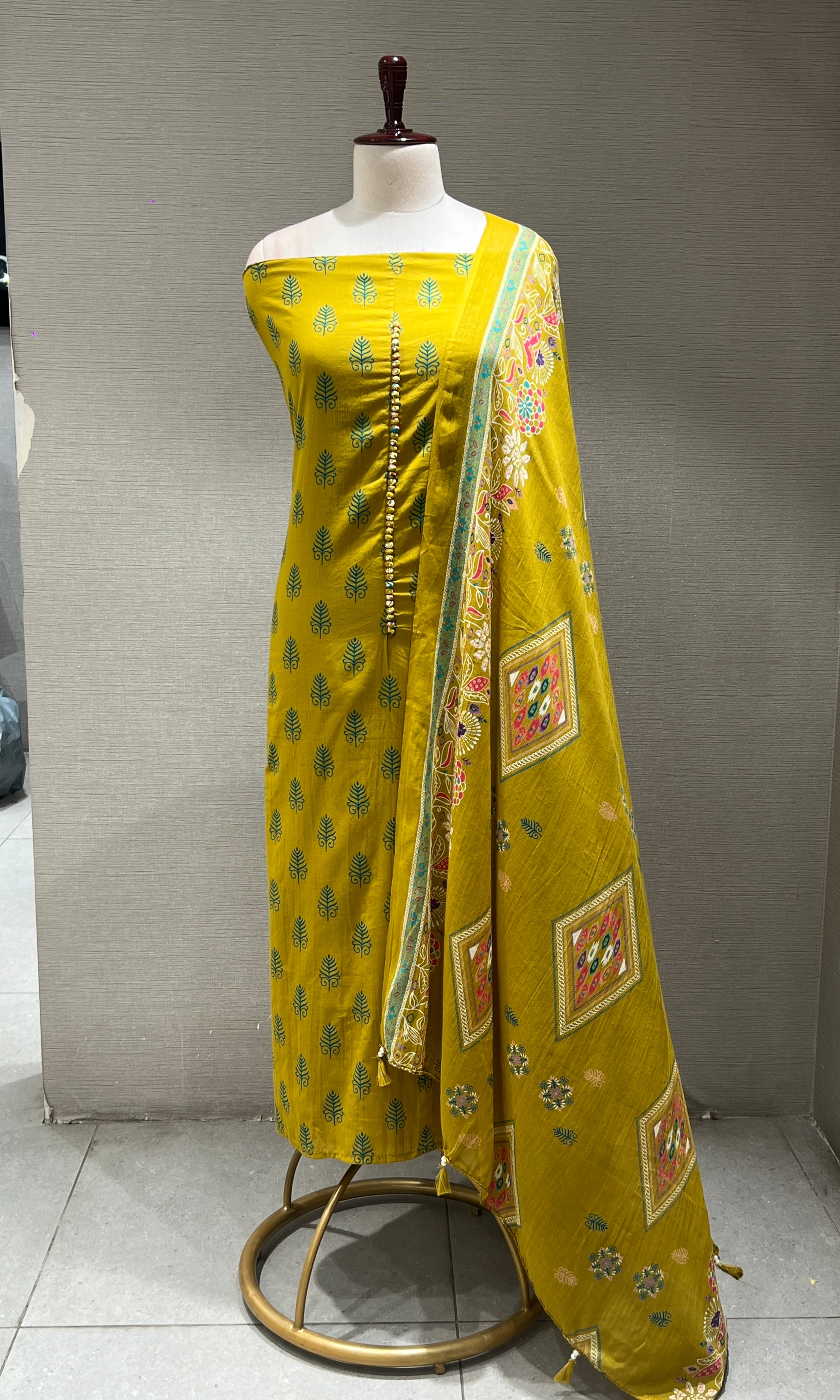 Mehendi green dress material