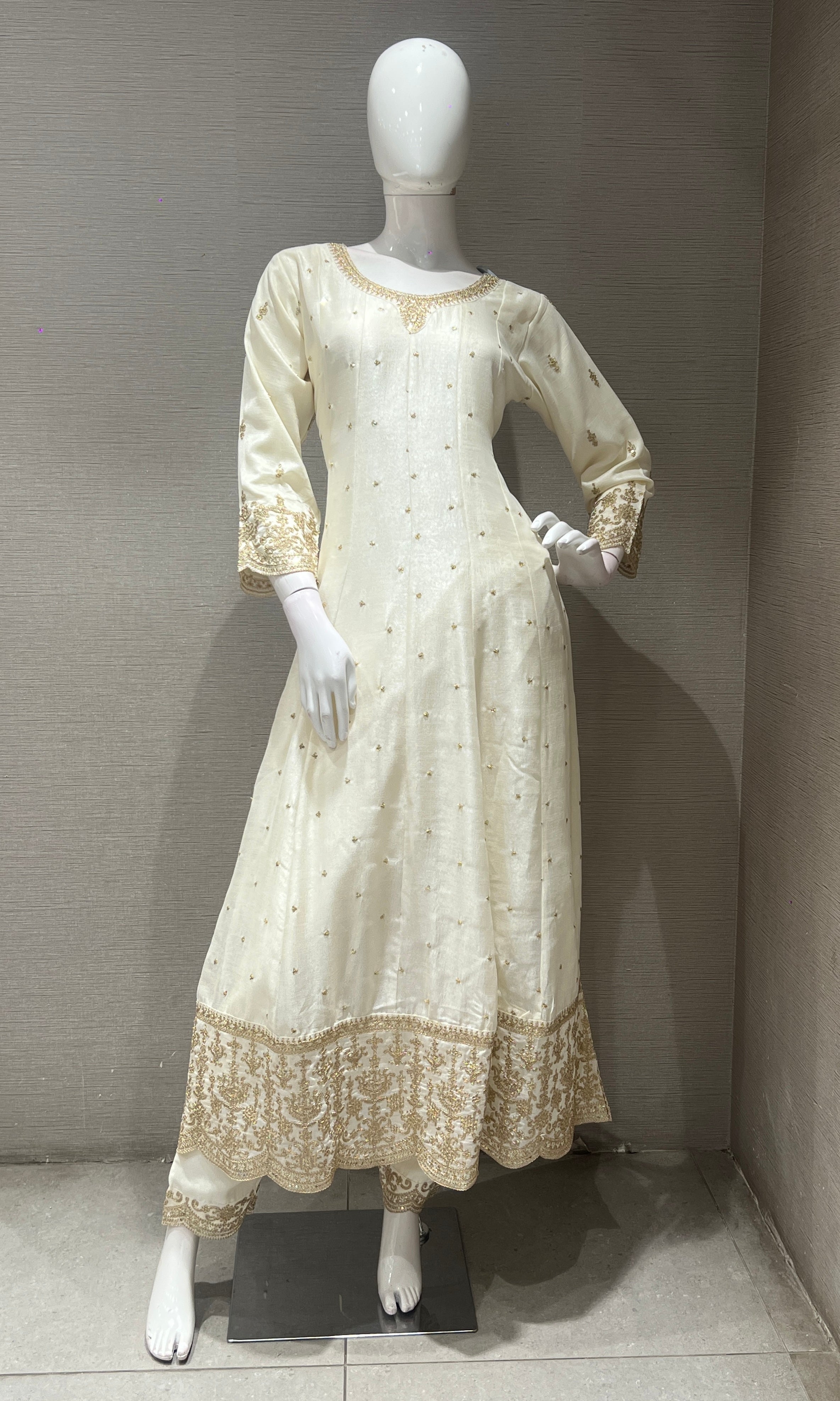 White GOLDEN EMBROIDERED Anarkali White GOLDEN EMBROIDERED Anarkali