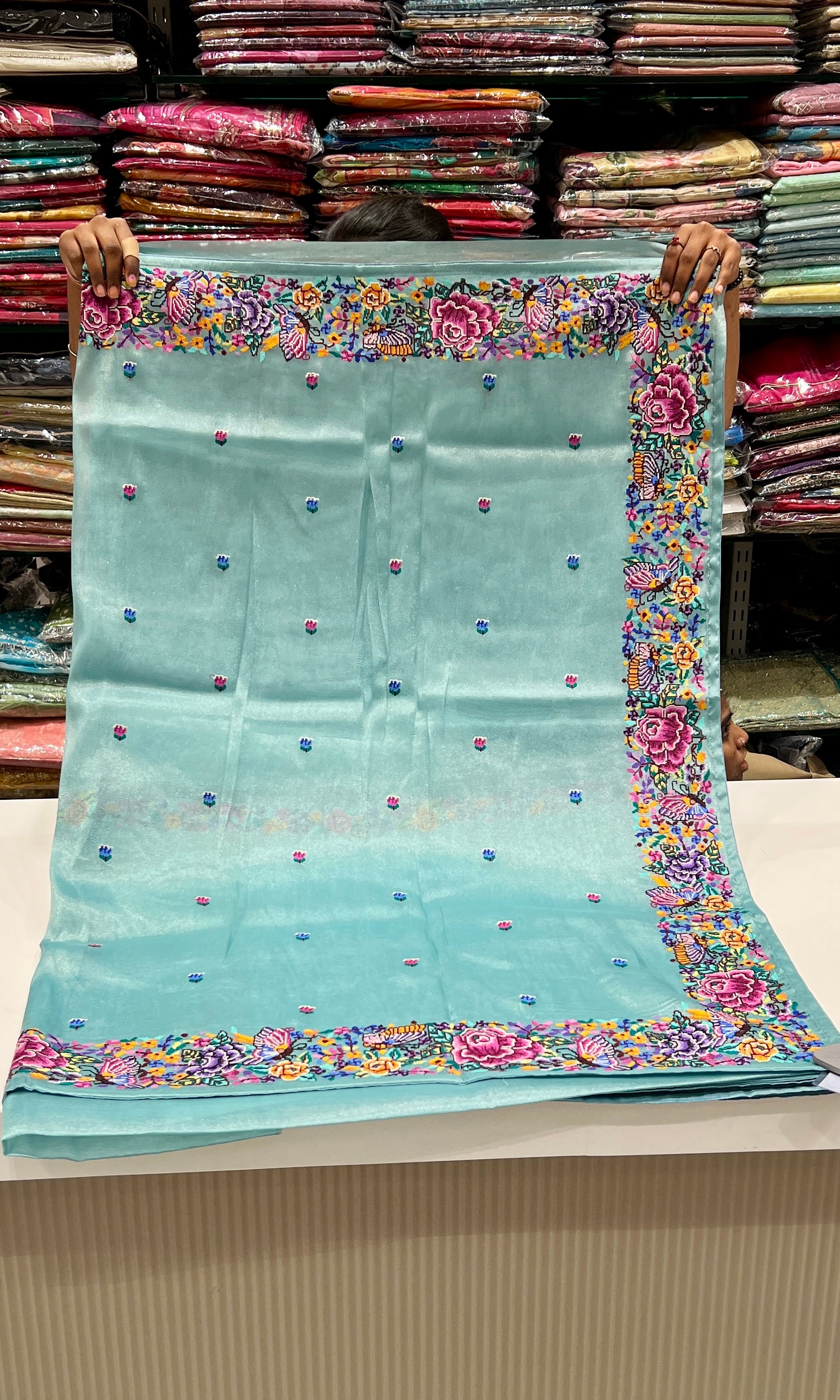 Sea blue saree