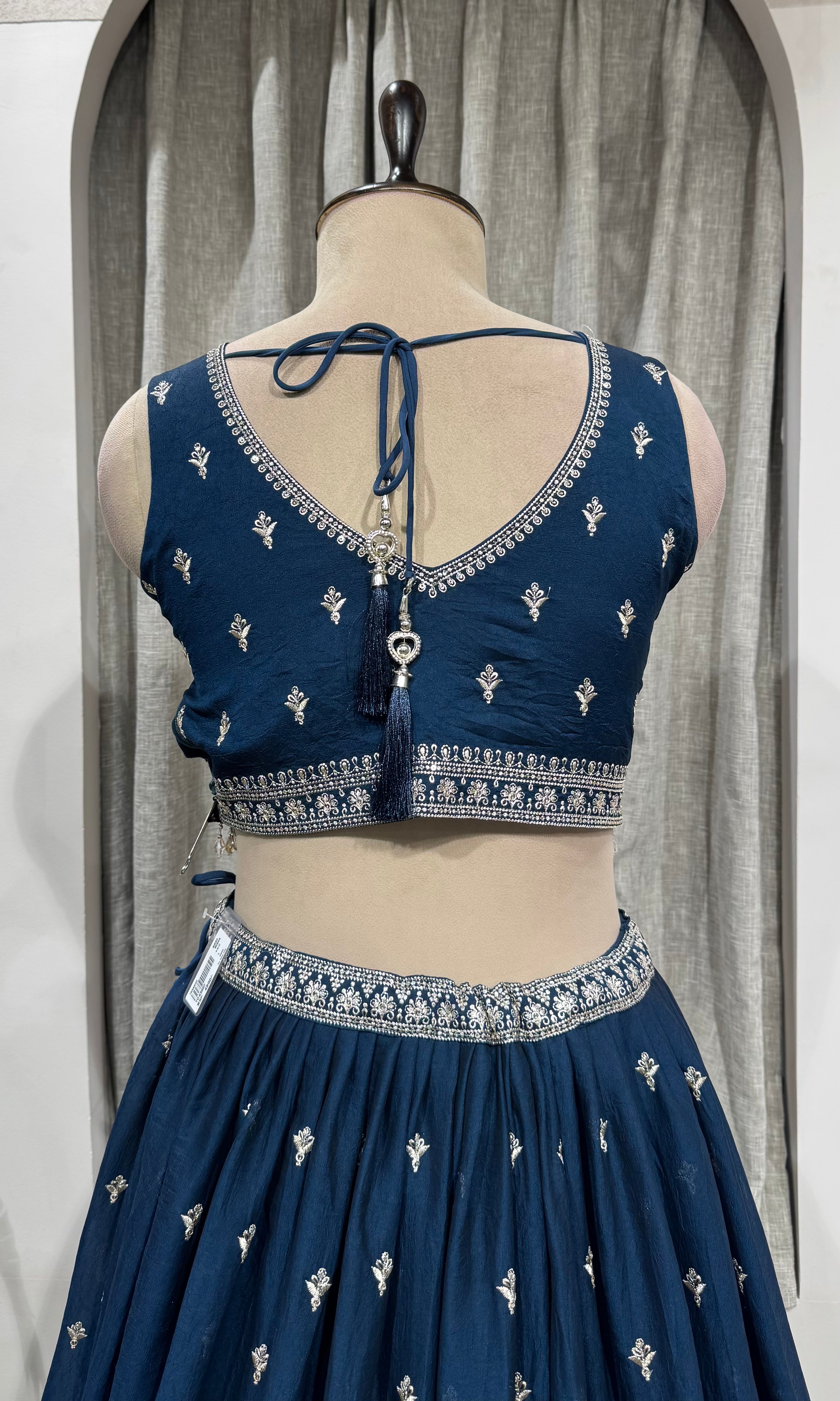 Navy Blue lehenga with intricate silver embroidery