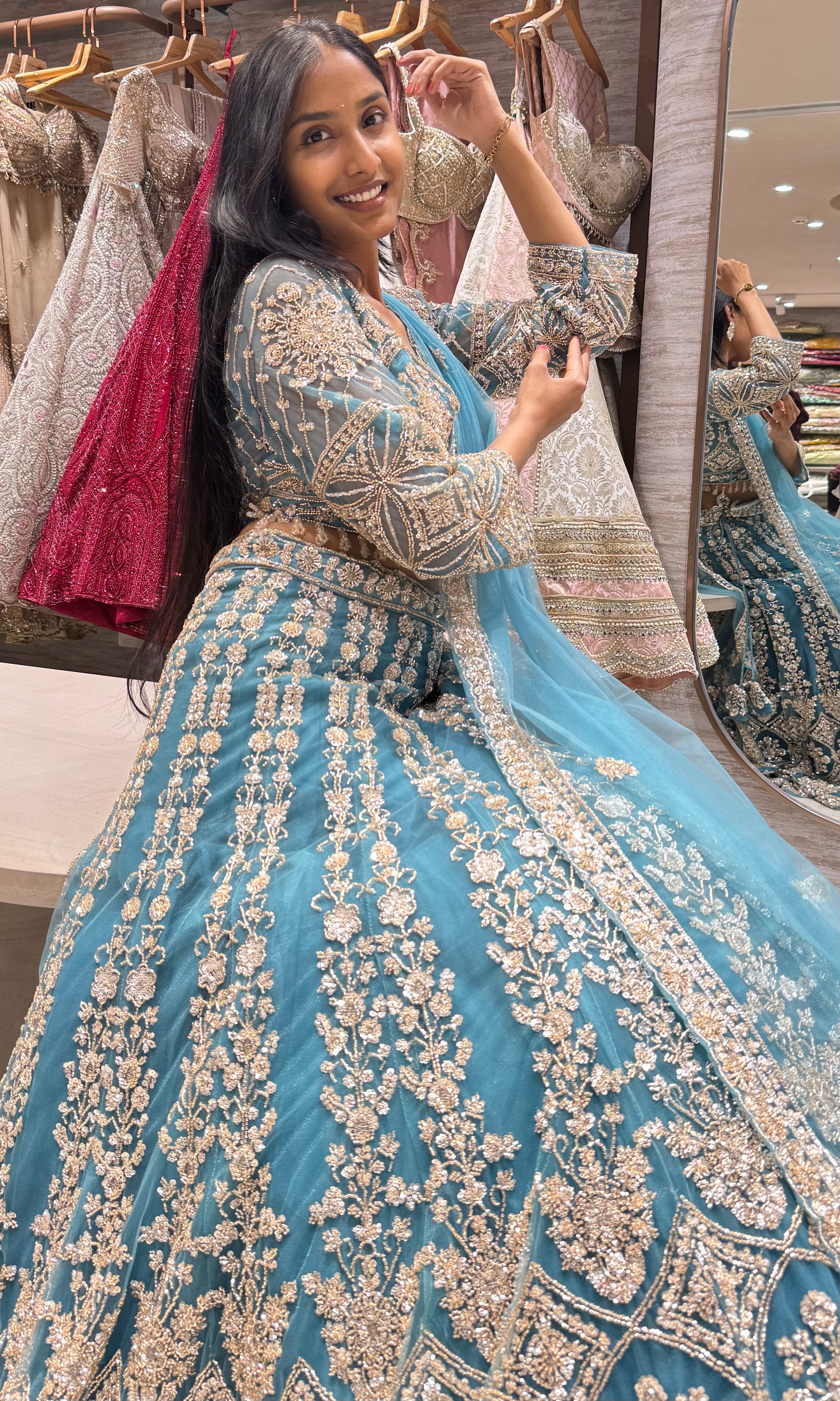SEA GREEN INTRICATE EMBROIDERED LEHENGA