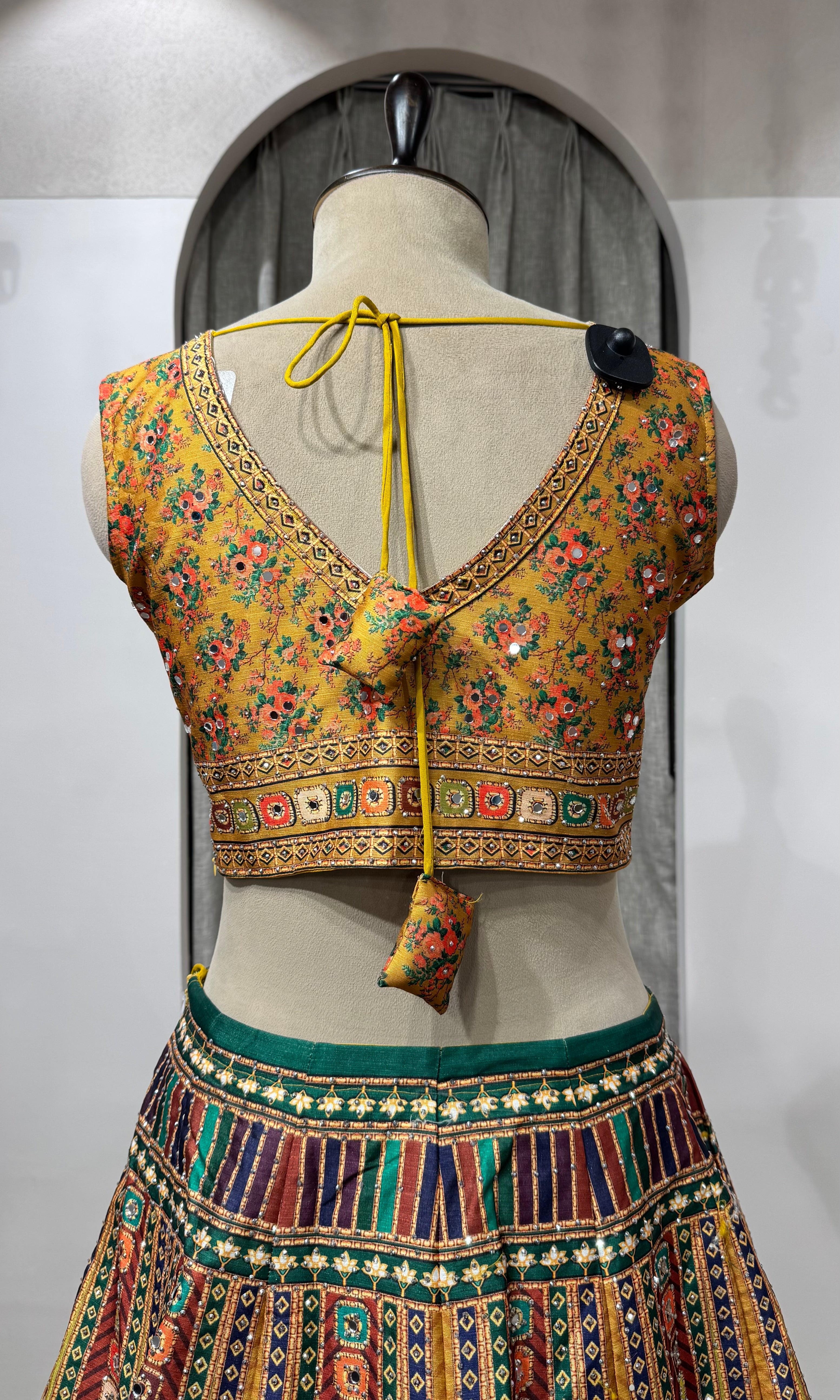 Yellow Multicolor Embroidered Lehenga Set
