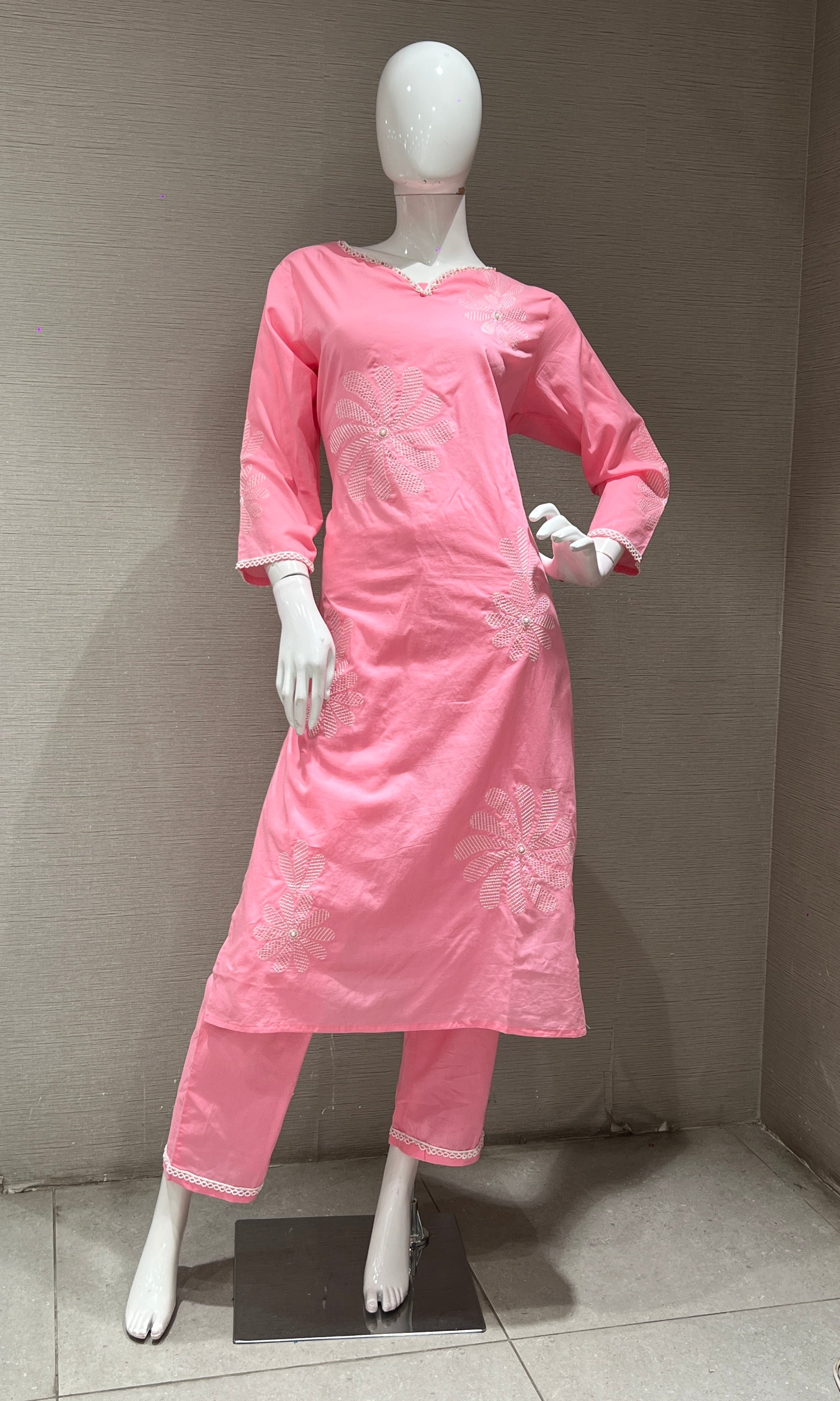BABY pink FLORAL KURTA SET