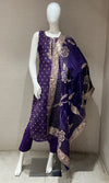 Purple shimmer silk embroidered kurta set