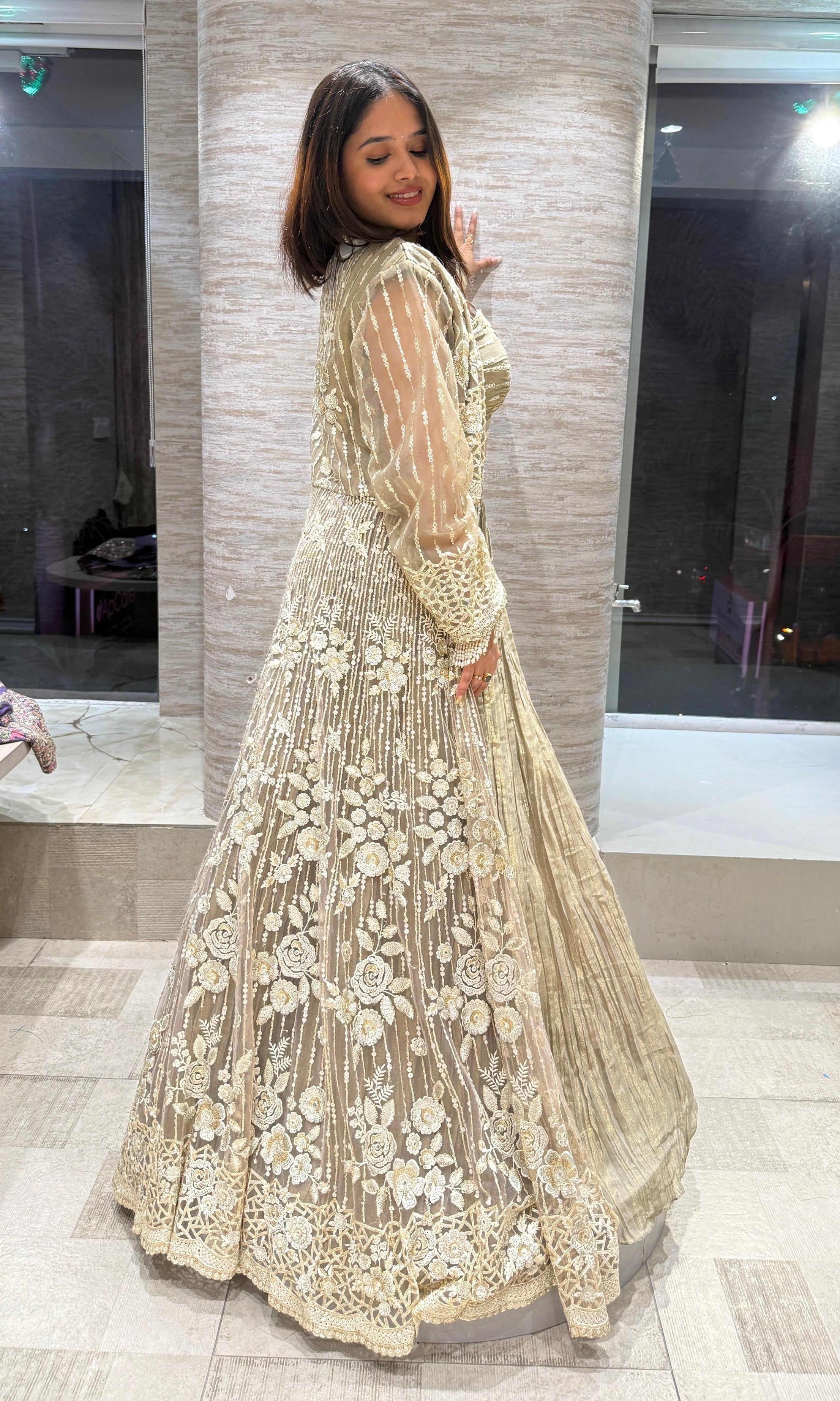 Golden Cape CROP TOP Lehenga