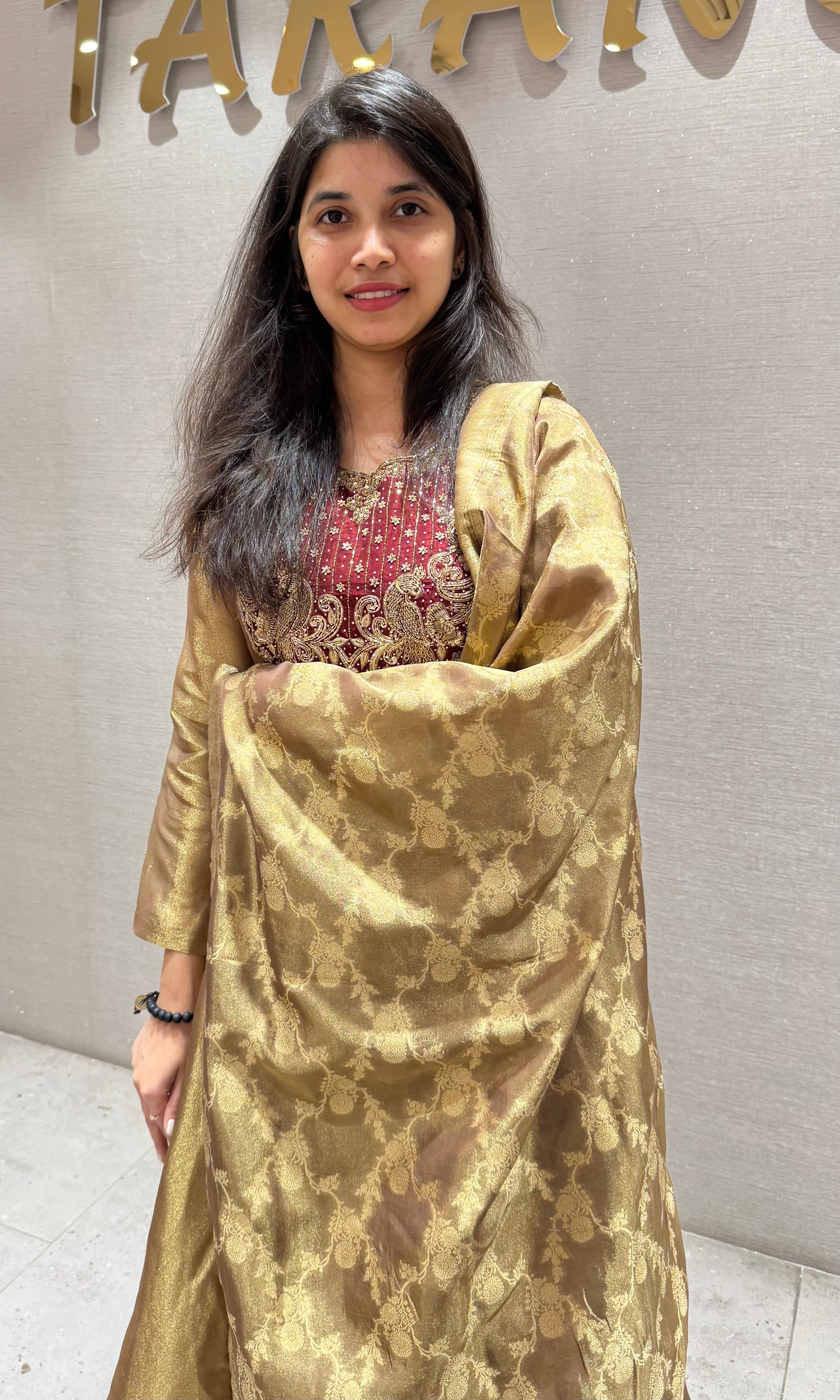 Maroon AND GOLDEN EMBROIDERED ANARKALI