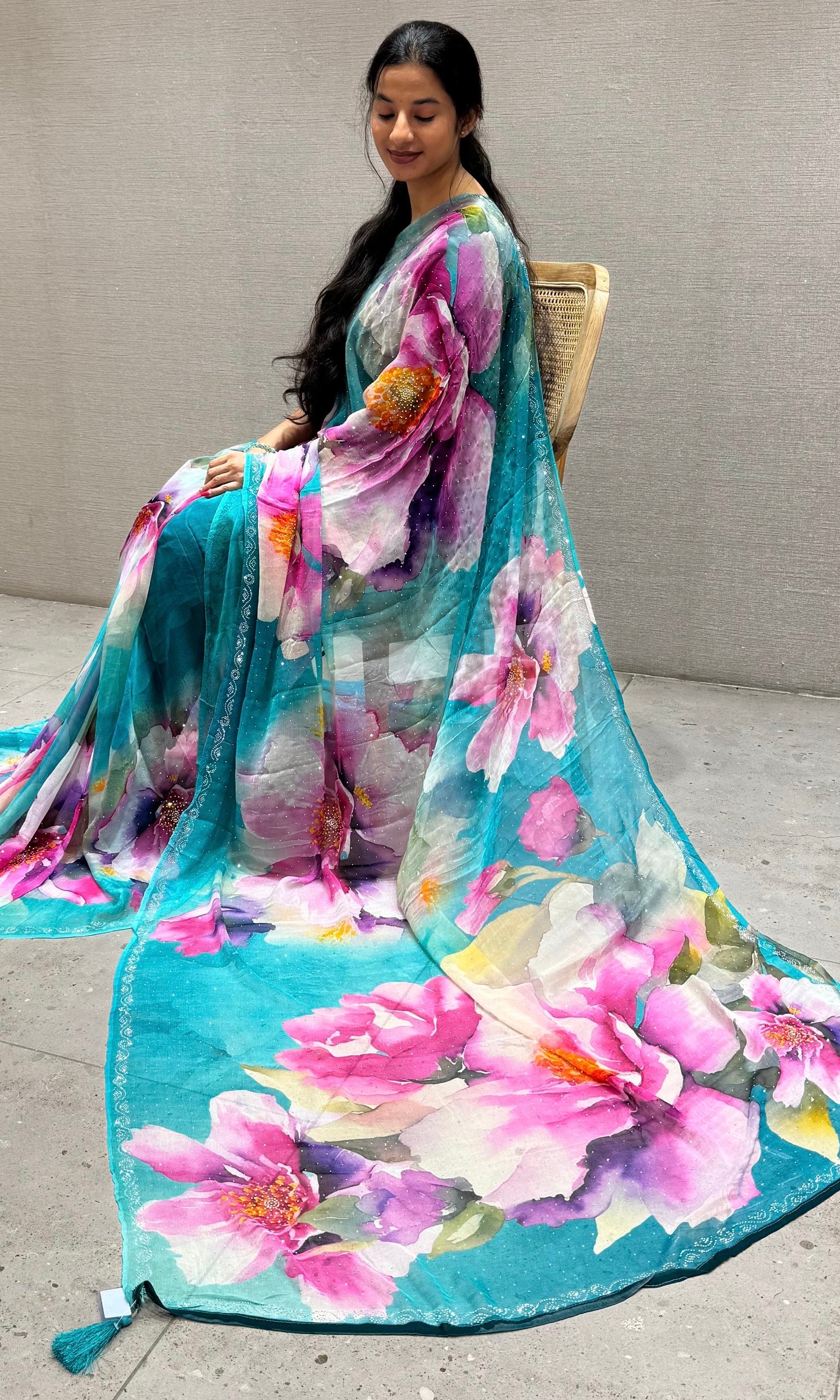 Sea green saree