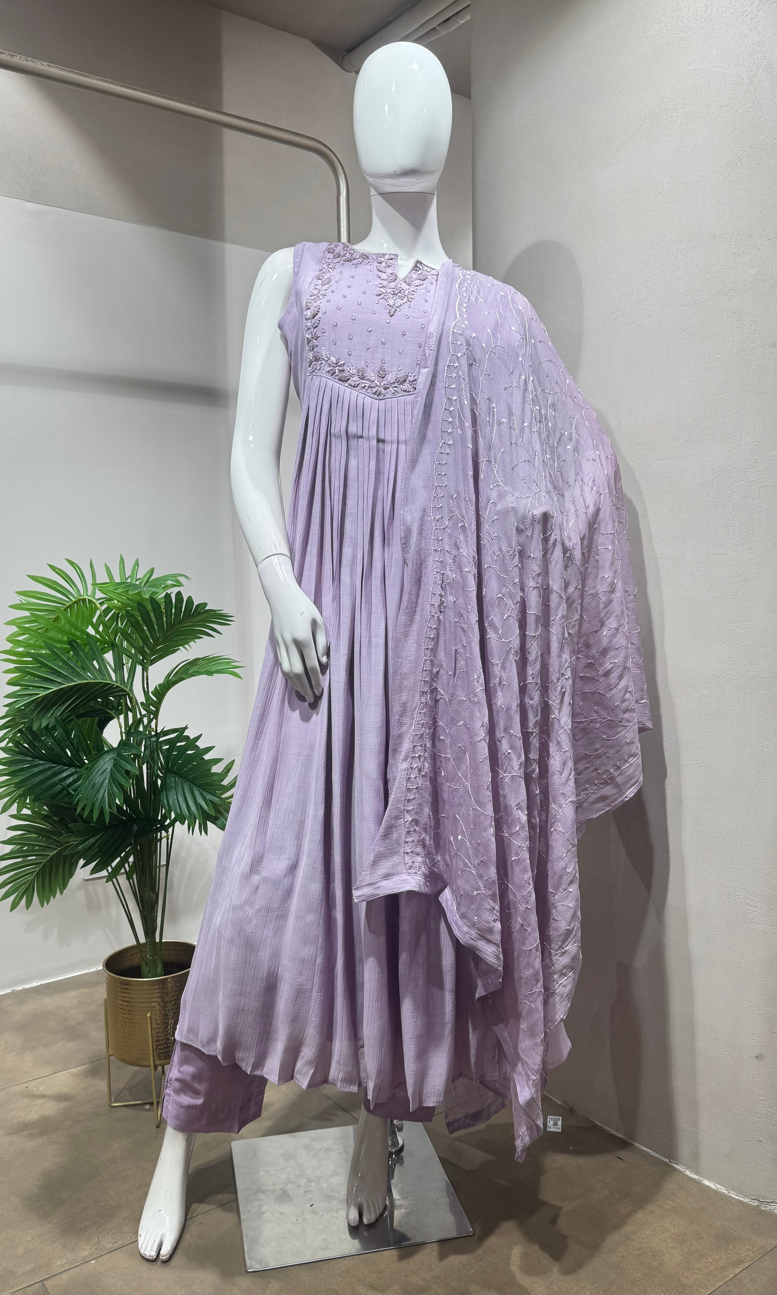 Lavender Bloom Anarkali kurta Set